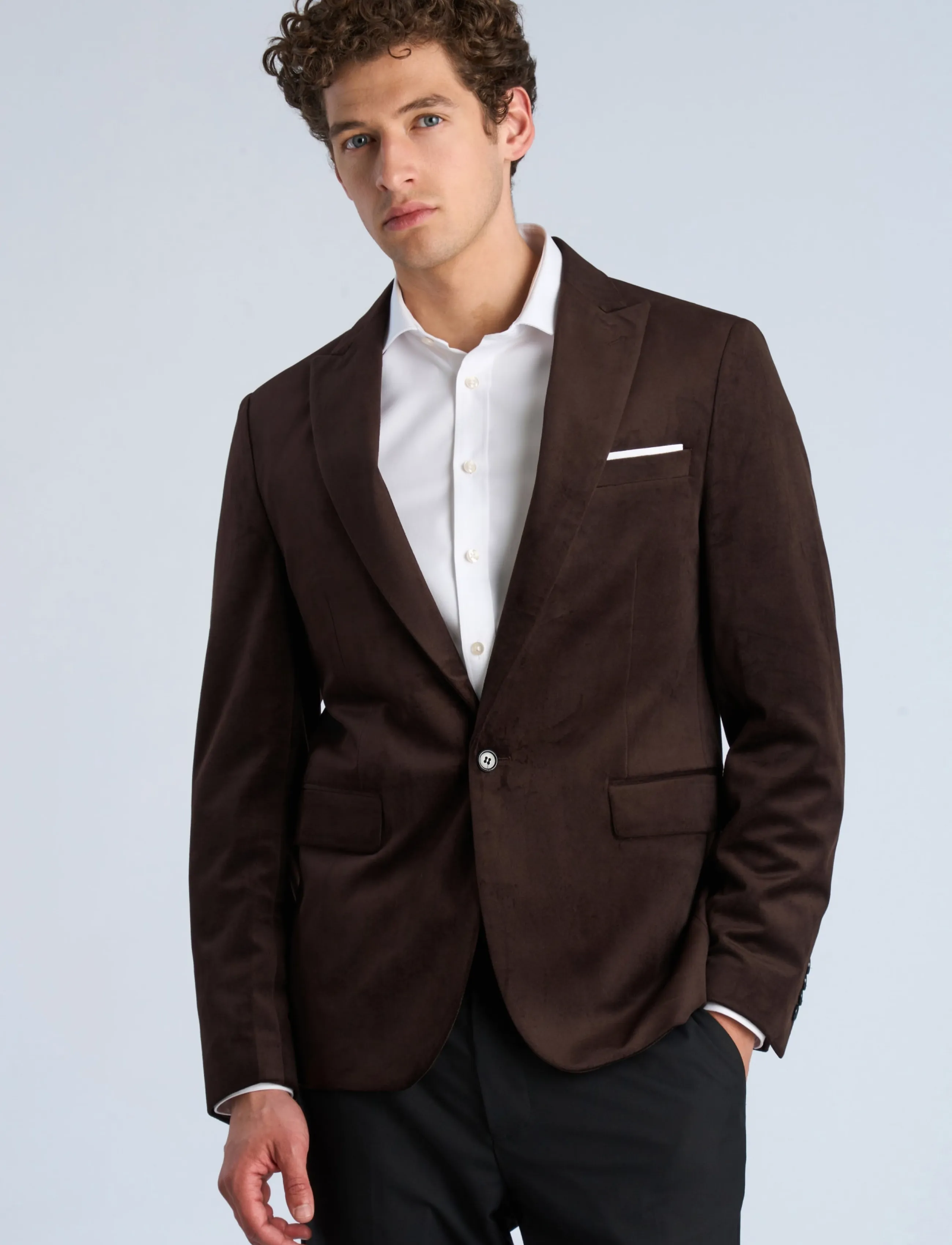 Lindbergh - Velvet blazer - enkeltradede blazere - brown - 3