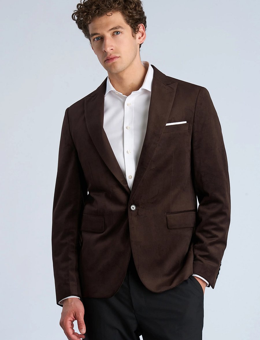Lindbergh - Velvet blazer - enkeltradede blazere - brown - 3