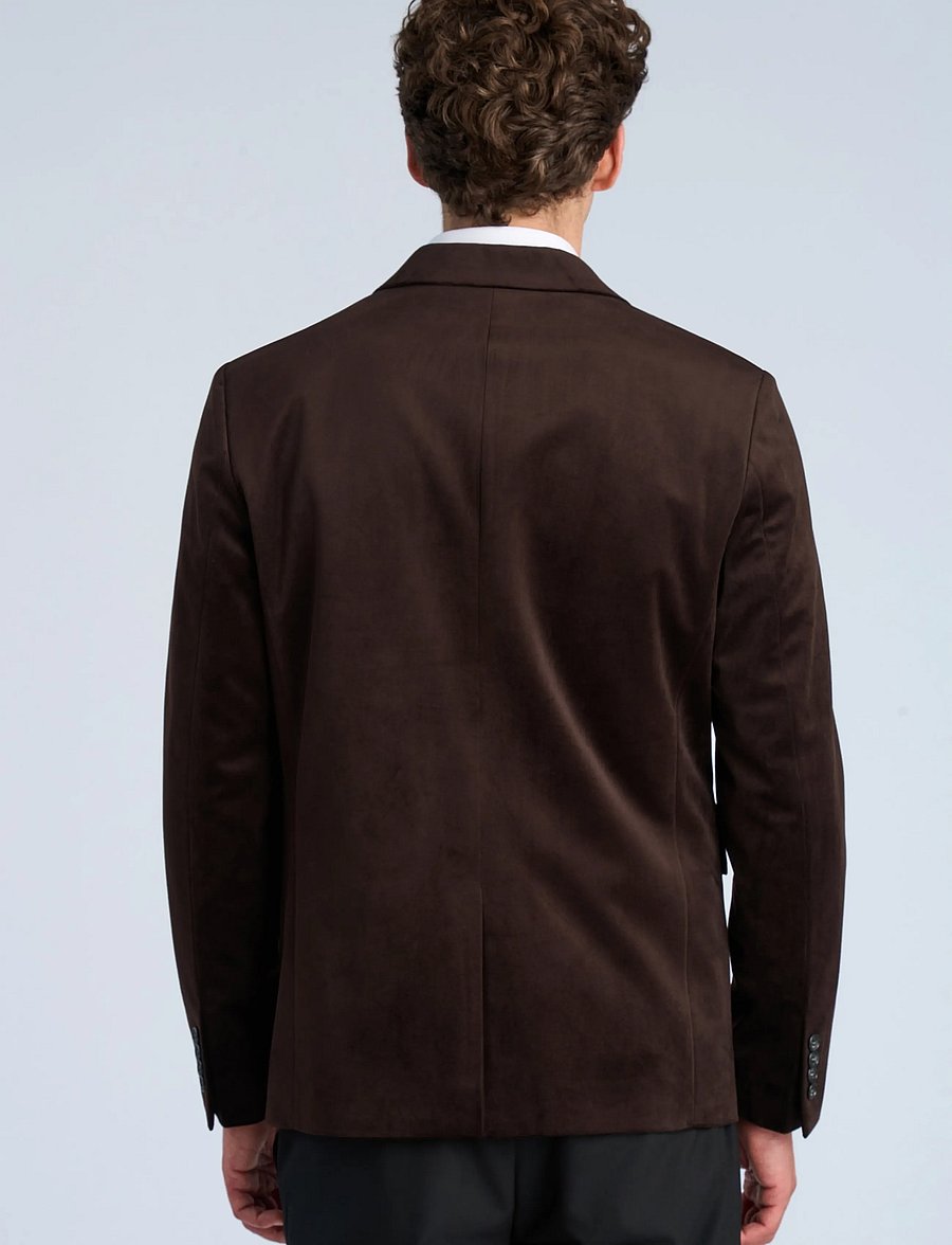 Lindbergh - Velvet blazer - enkeltradede blazere - brown - 4