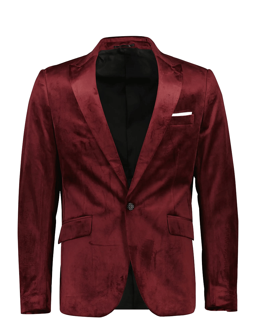 Lindbergh - Velvet blazer - enkeltradede blazere - burgundy - 1