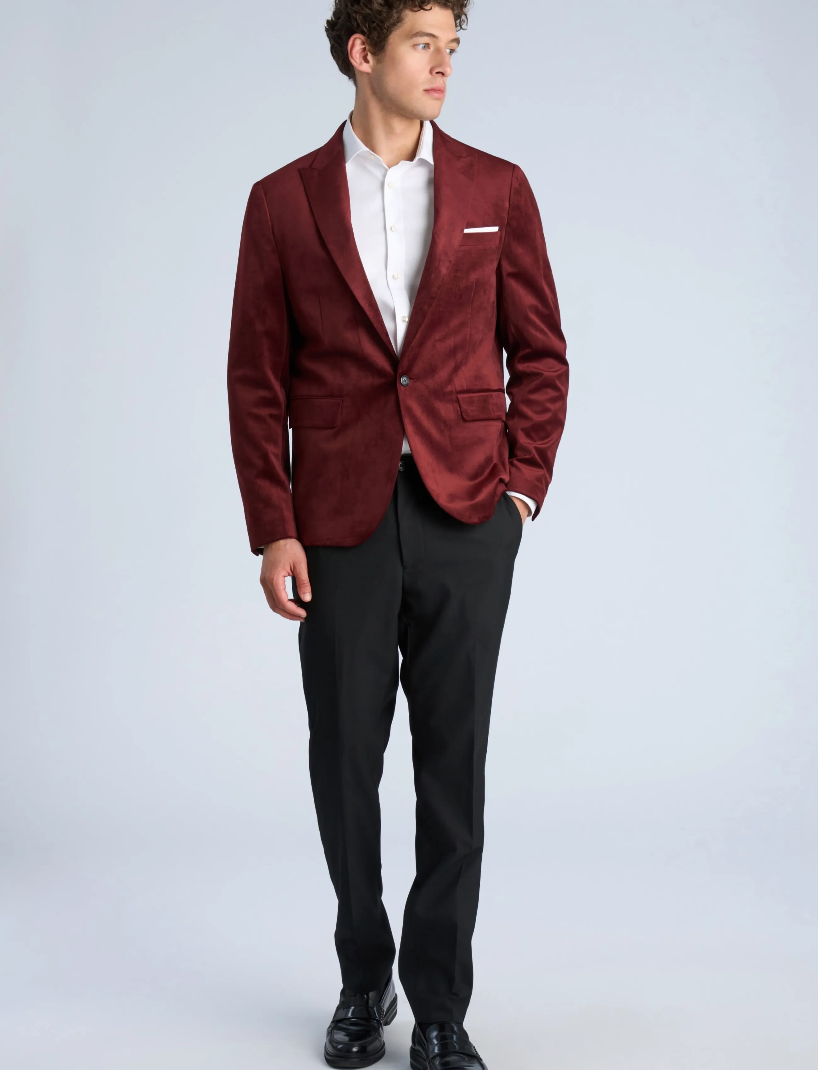 Lindbergh - Velvet blazer - enkeltradede blazere - burgundy - 0