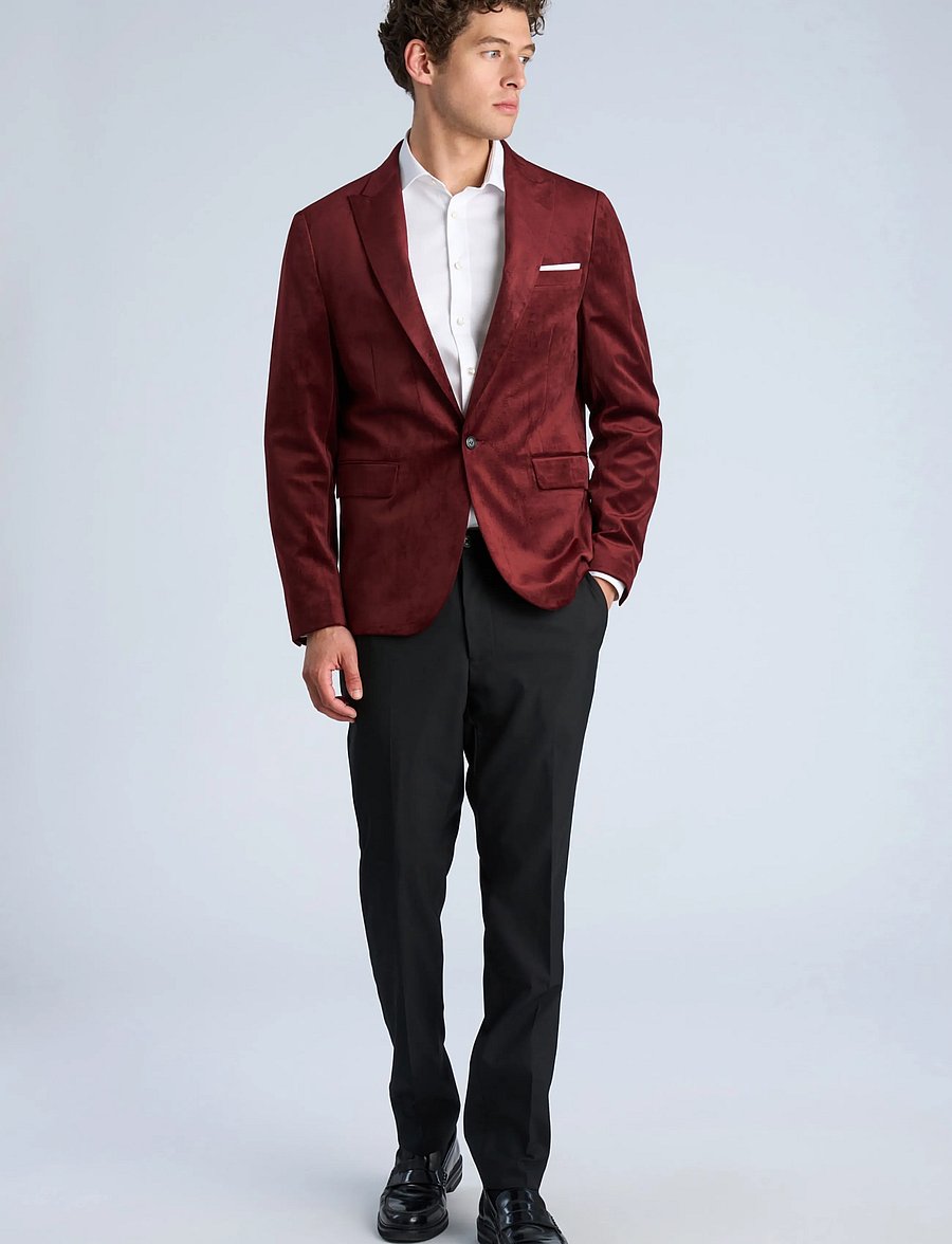 Lindbergh - Velvet blazer - enkeltradede blazere - burgundy - 0