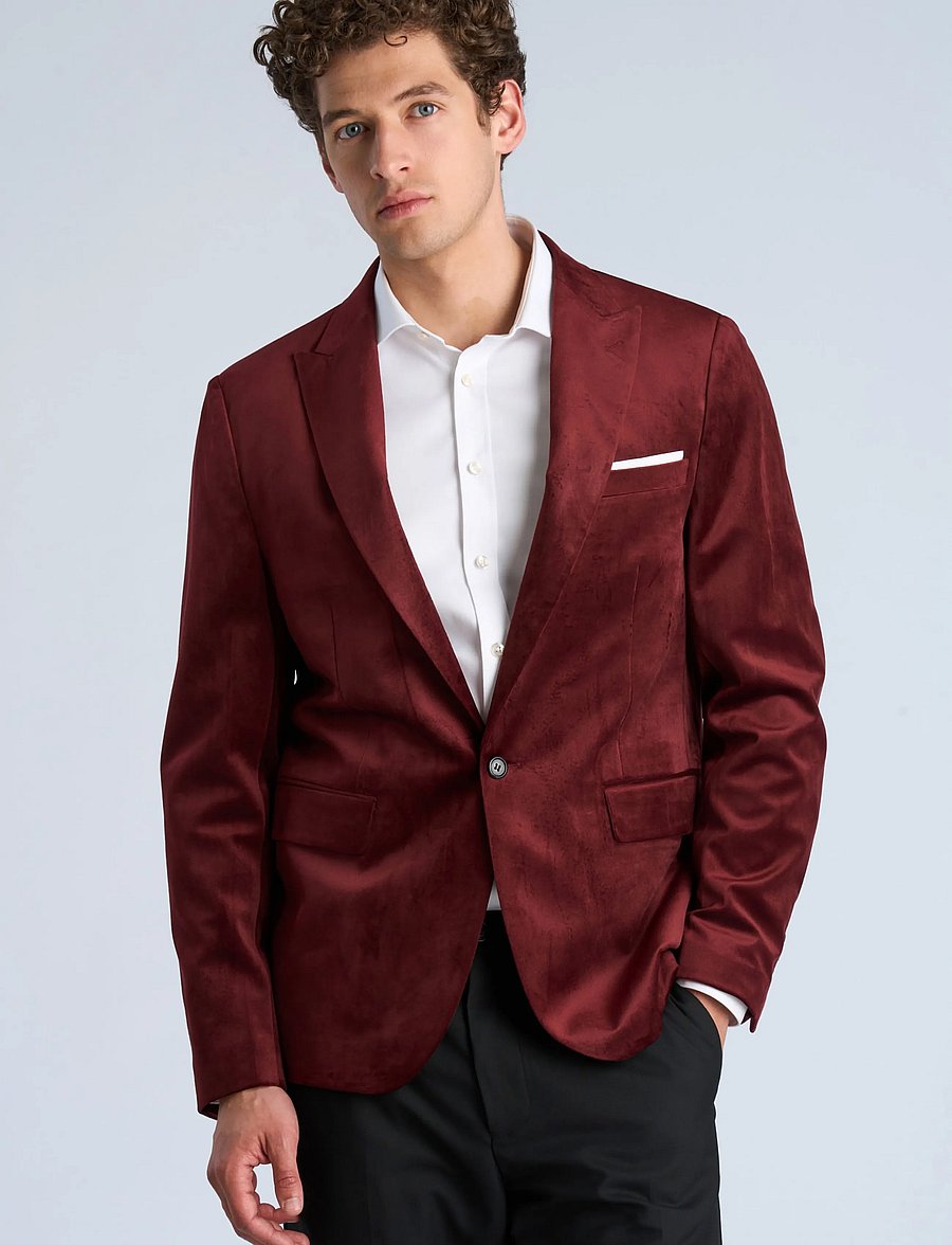 Lindbergh - Velvet blazer - enkeltradede blazere - burgundy - 3