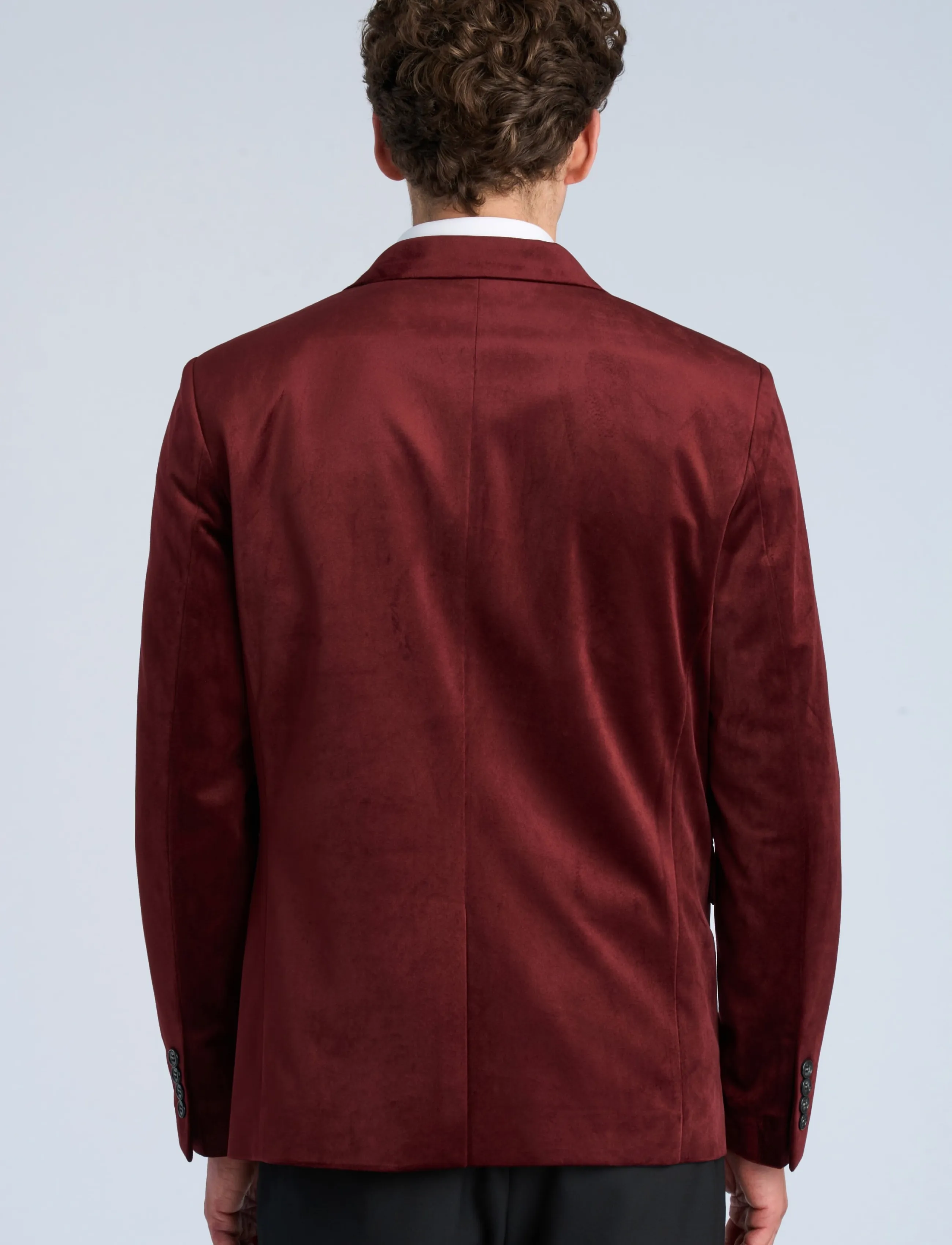 Lindbergh - Velvet blazer - enkeltradede blazere - burgundy - 4