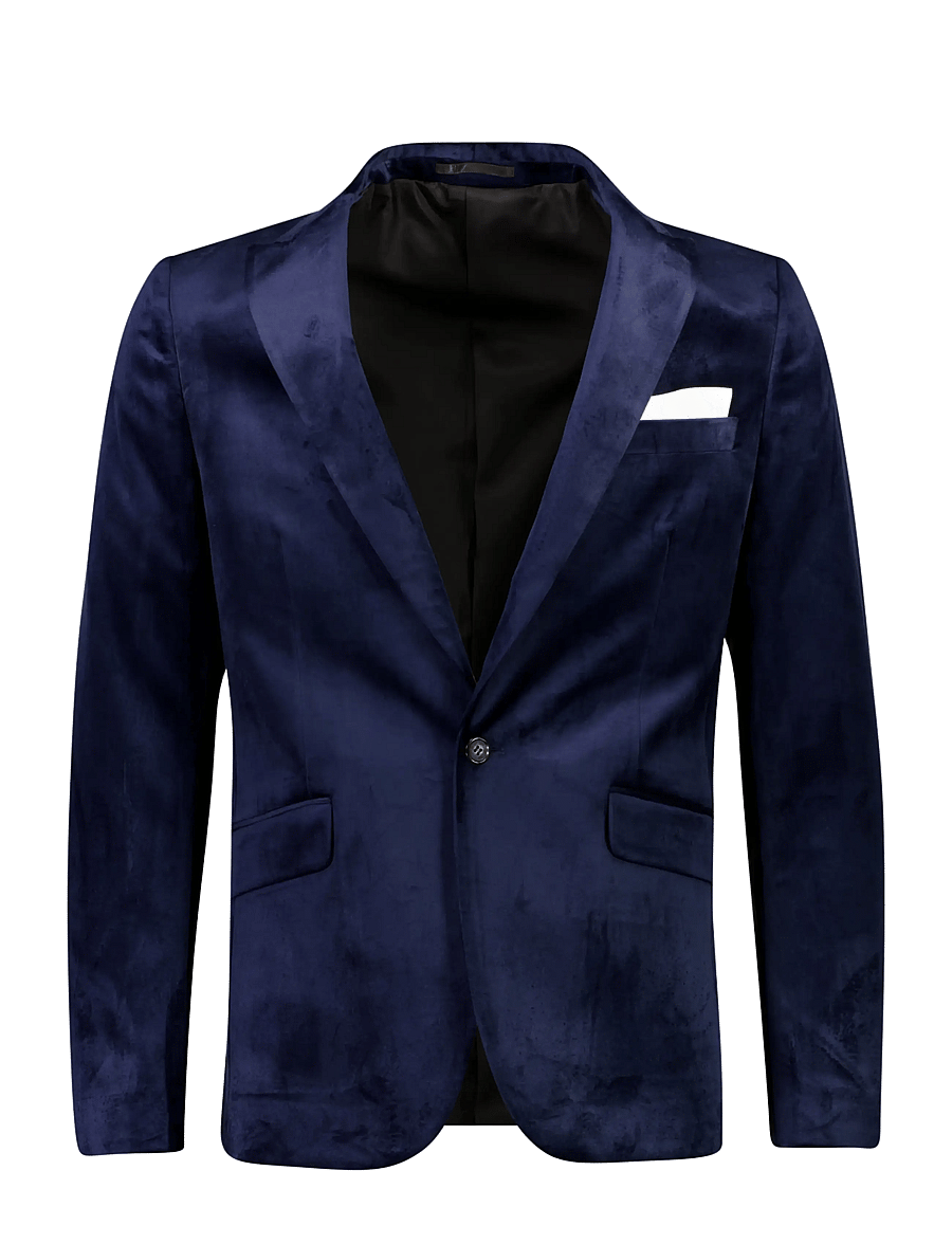 Lindbergh - Velvet blazer - enkelknäppta kavajer - dk blue - 1