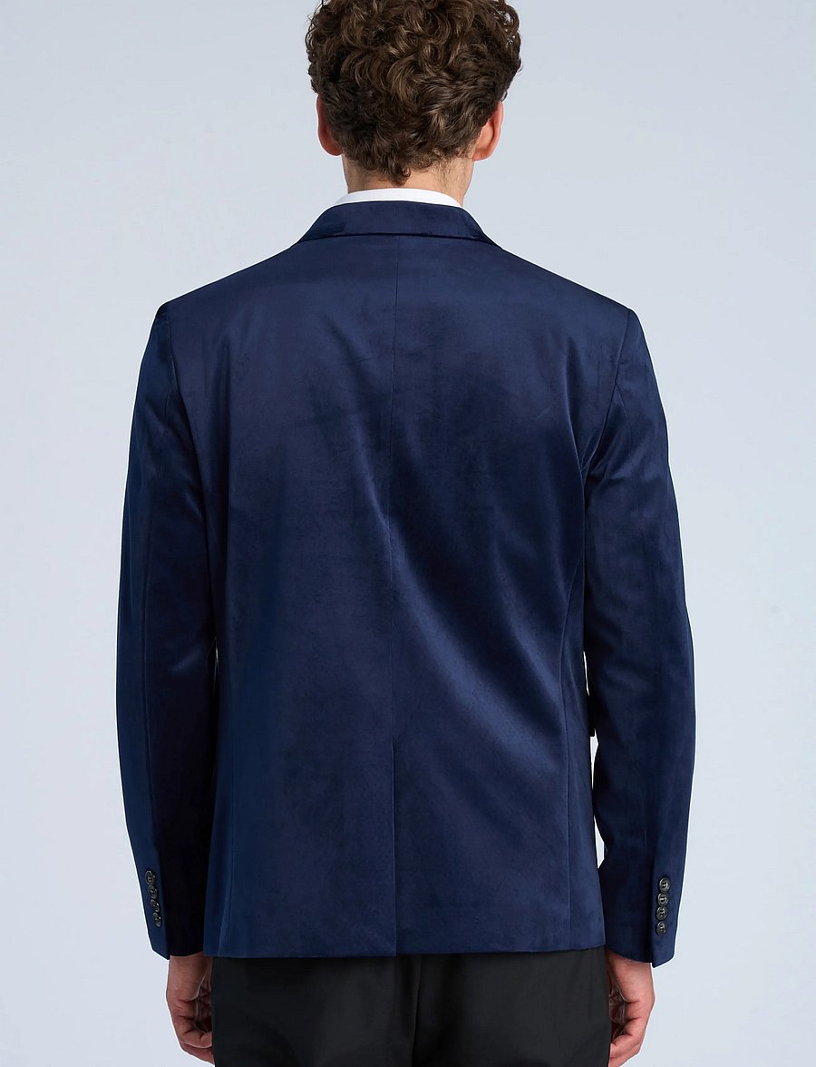 Lindbergh - Velvet blazer - enkelknäppta kavajer - dk blue - 4