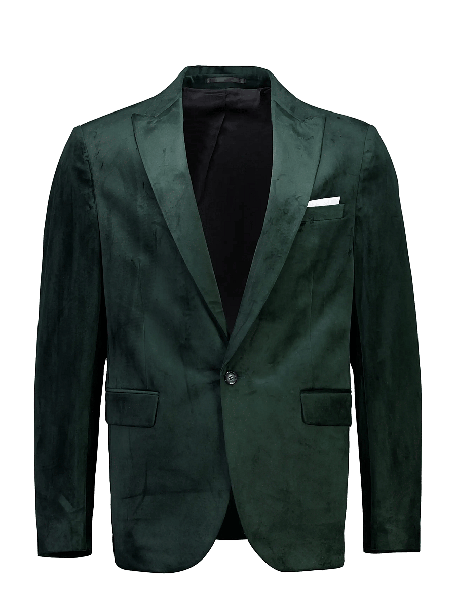 Lindbergh - Velvet blazer - enkelknäppta kavajer - dk green - 1