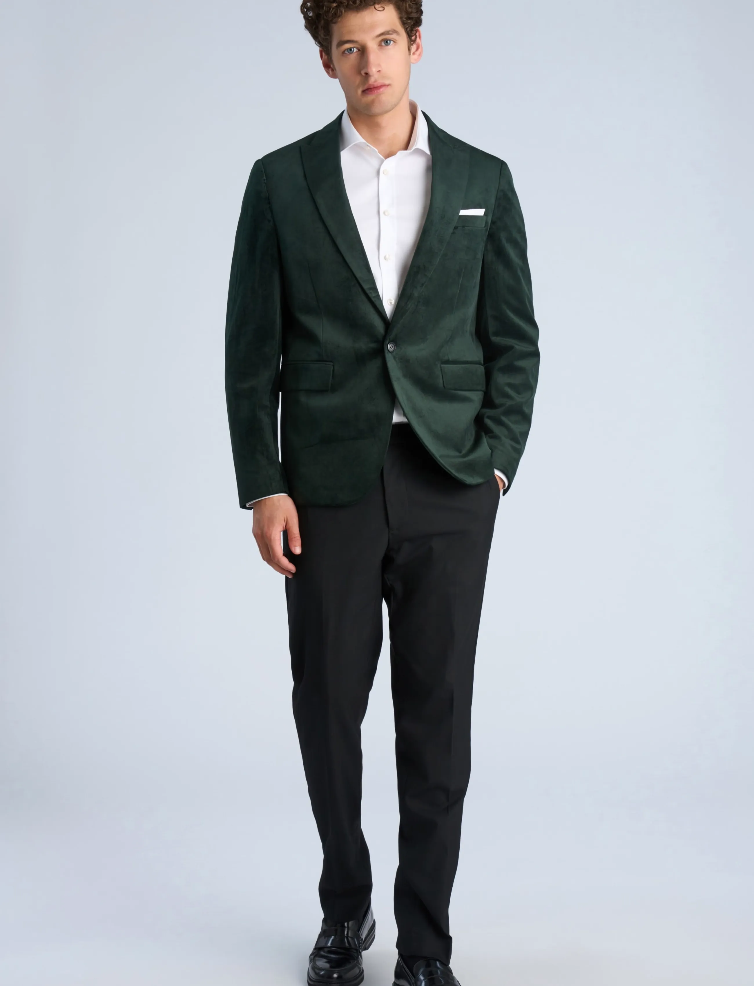 Lindbergh - Velvet blazer - enkelknäppta kavajer - dk green - 0