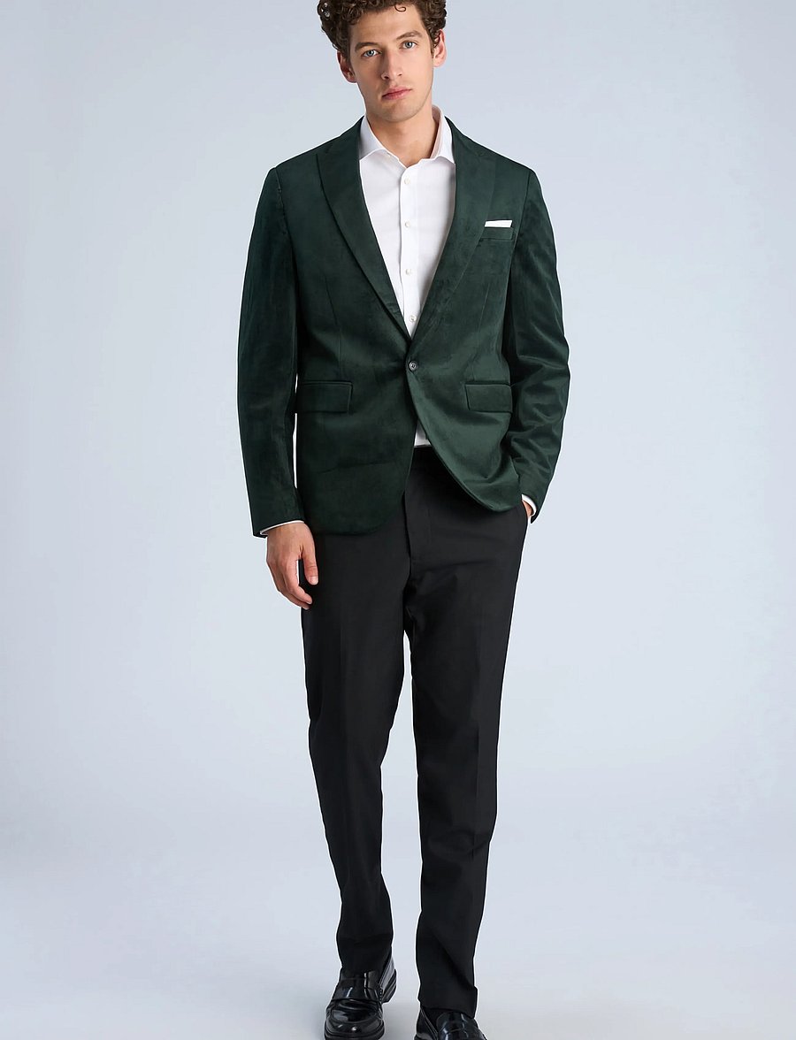 Lindbergh - Velvet blazer - enkelknäppta kavajer - dk green - 0