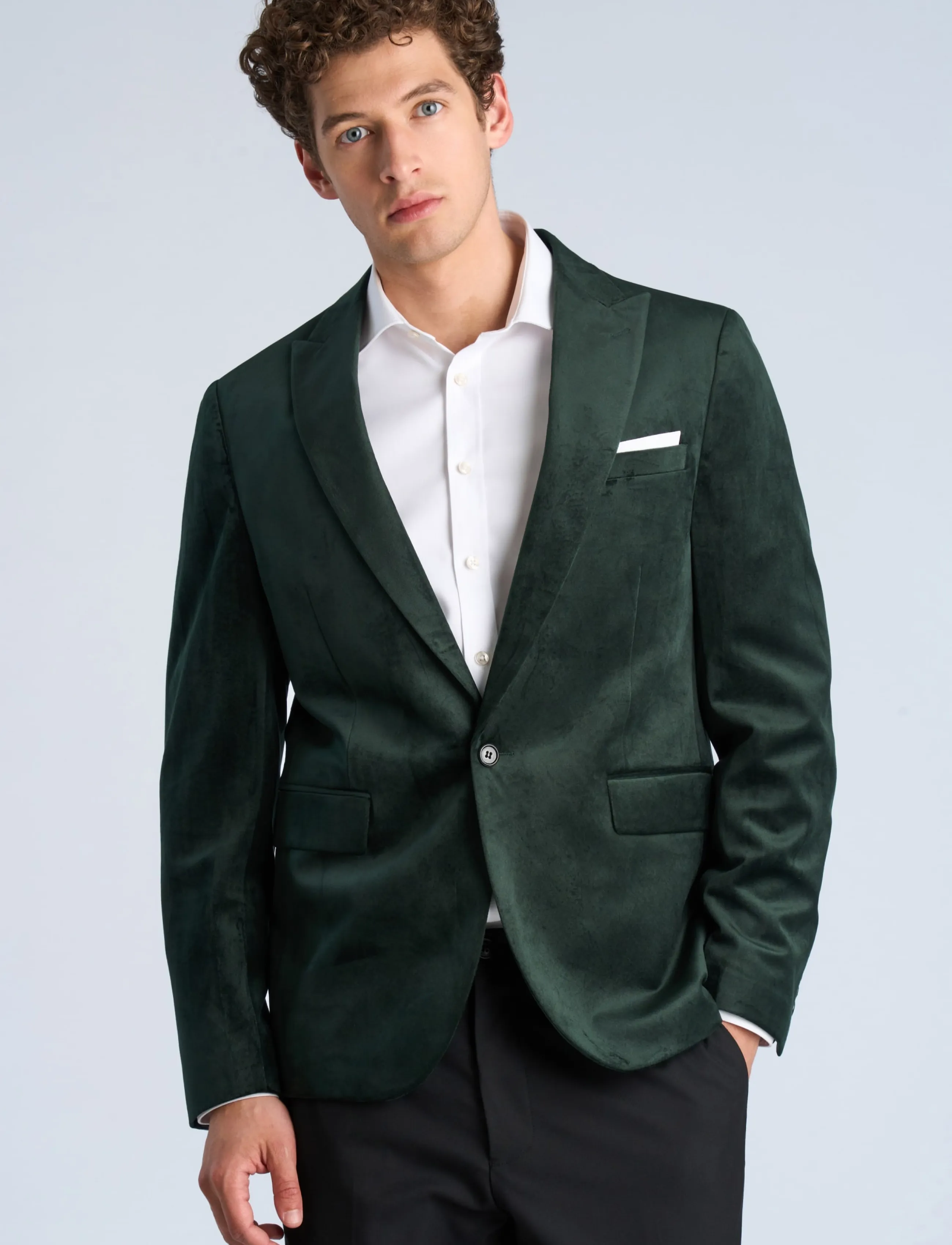 Lindbergh - Velvet blazer - enkelknäppta kavajer - dk green - 3