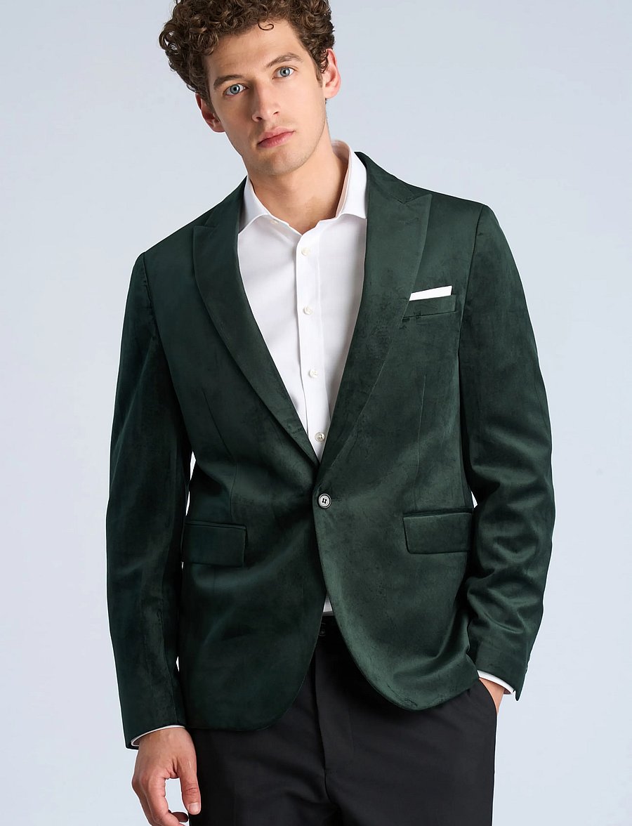 Lindbergh - Velvet blazer - enkelknäppta kavajer - dk green - 3