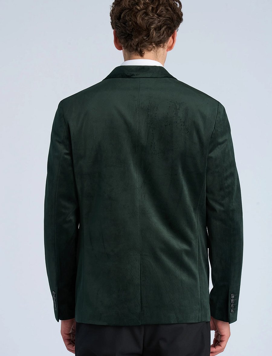 Lindbergh - Velvet blazer - enkelknäppta kavajer - dk green - 4