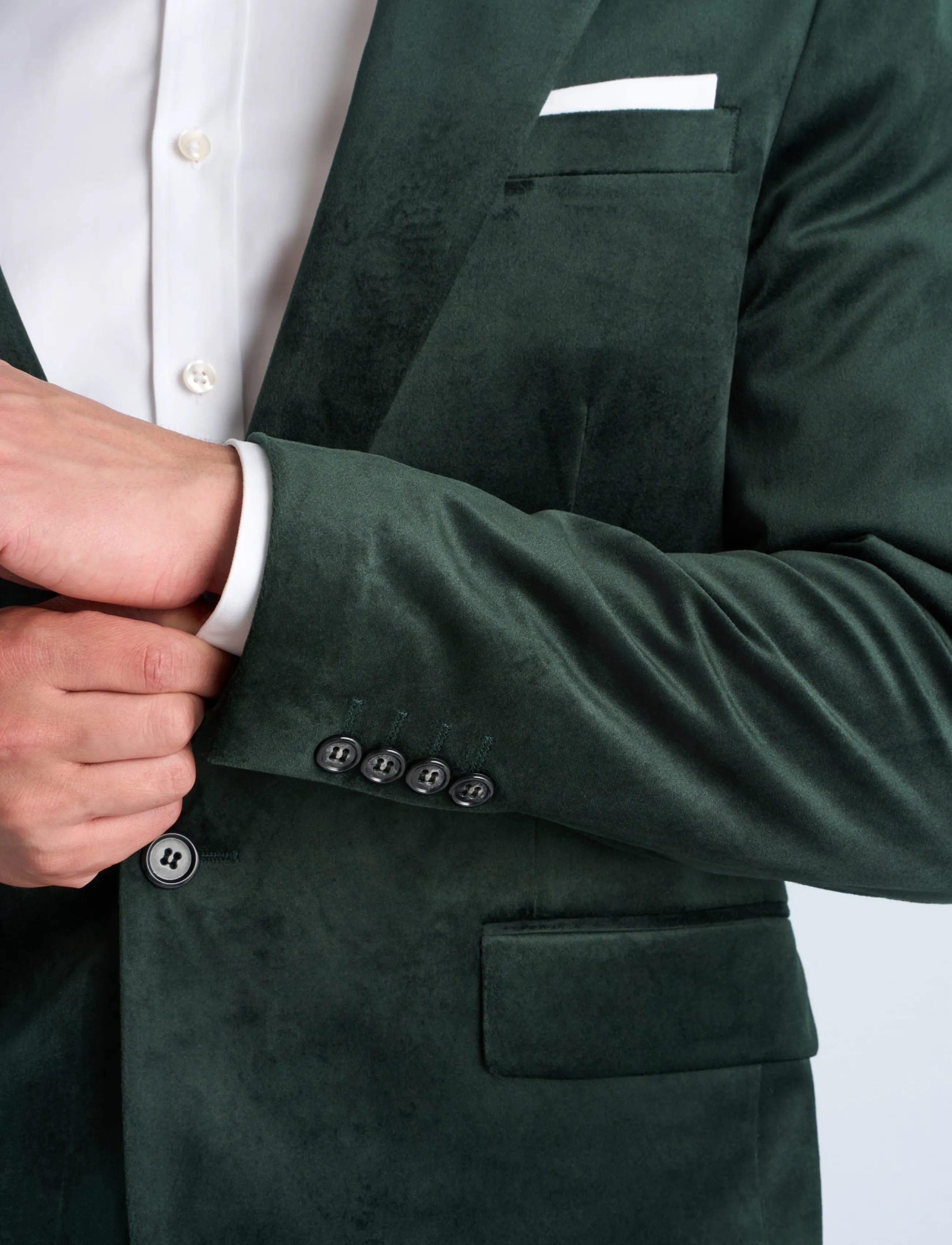 Lindbergh - Velvet blazer - enkelknäppta kavajer - dk green - 5