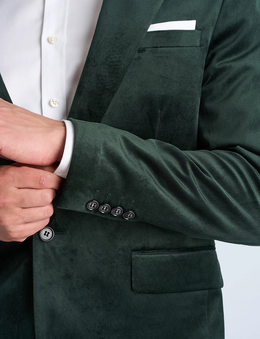 Lindbergh - Velvet blazer - enkelknäppta kavajer - dk green - 5