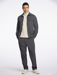 Lindbergh - Soft twill zip overshirt - menn - dk grey - 2
