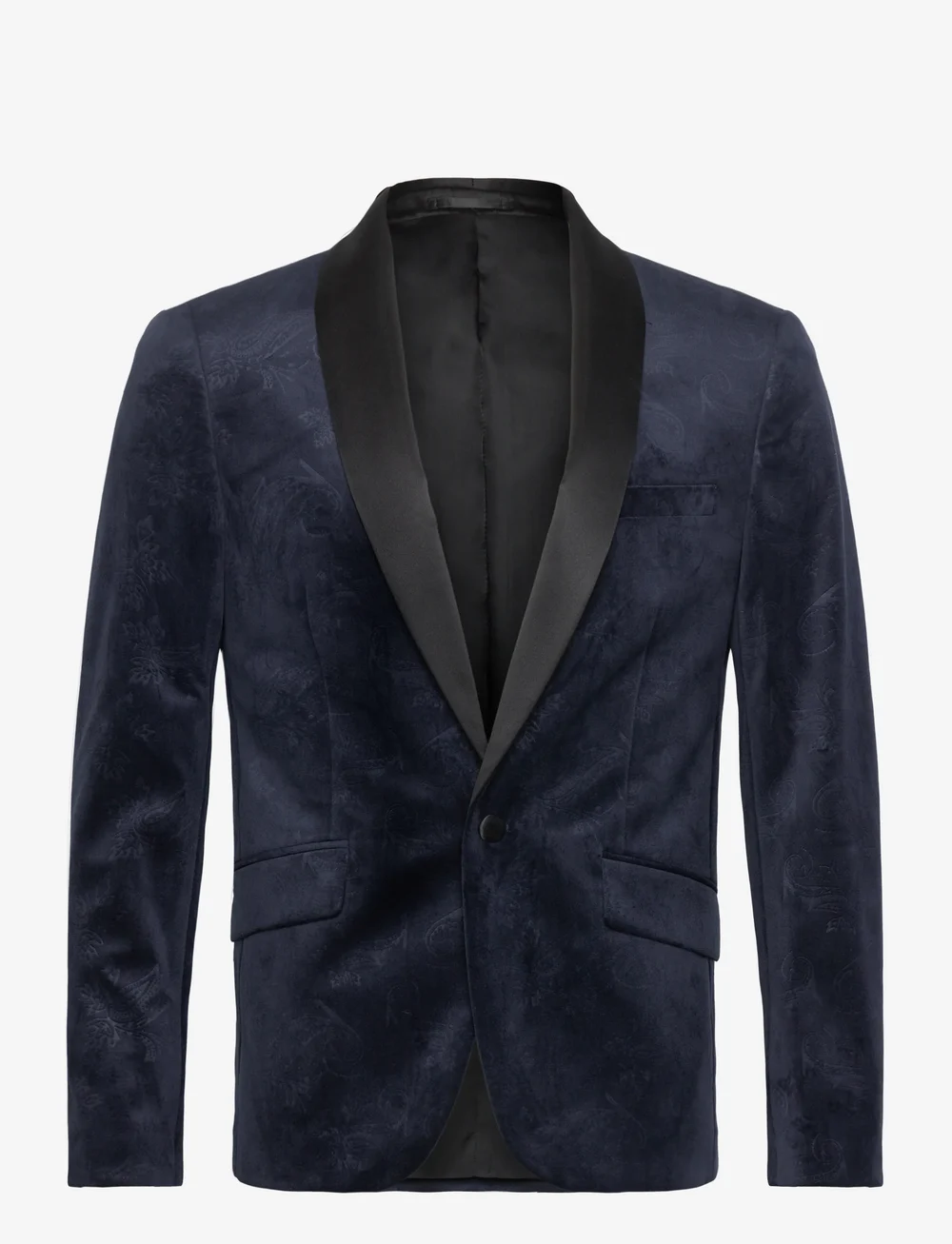 Lindbergh - Embossed velvet smorking blazer - enkeltradede blazere - dk blue - 1