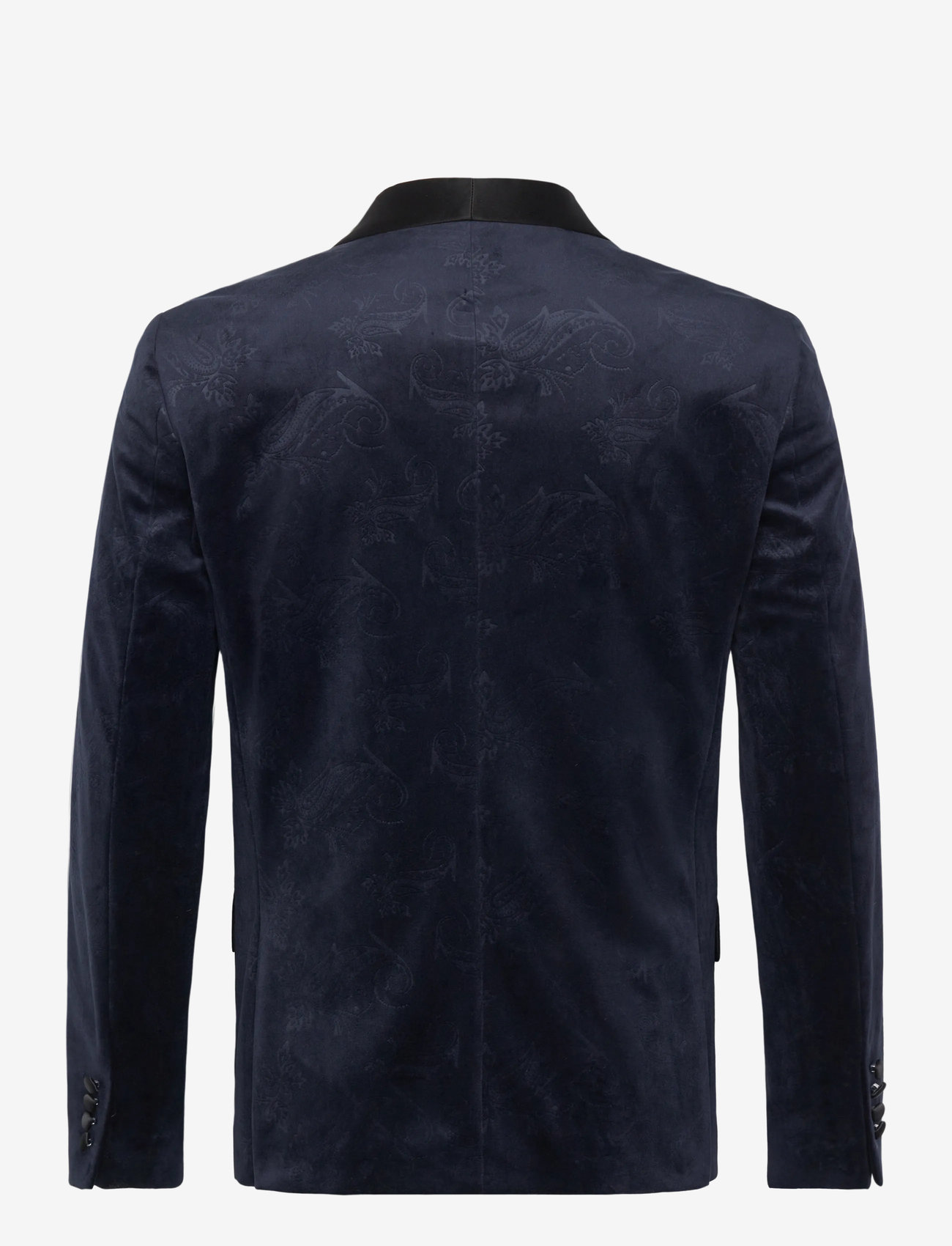 Lindbergh - Embossed velvet smorking blazer - enkelknäppta kavajer - dk blue - 2