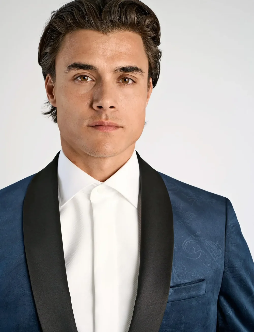 Lindbergh - Embossed velvet smorking blazer - enkeltradede blazere - dk blue - 3