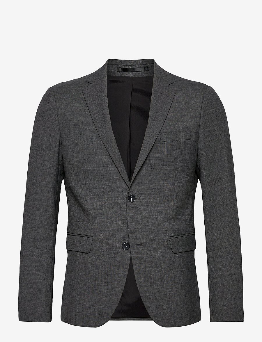 Lindbergh - Superflex blazer - vienaeiliai švarkai - dk grey mel - 1