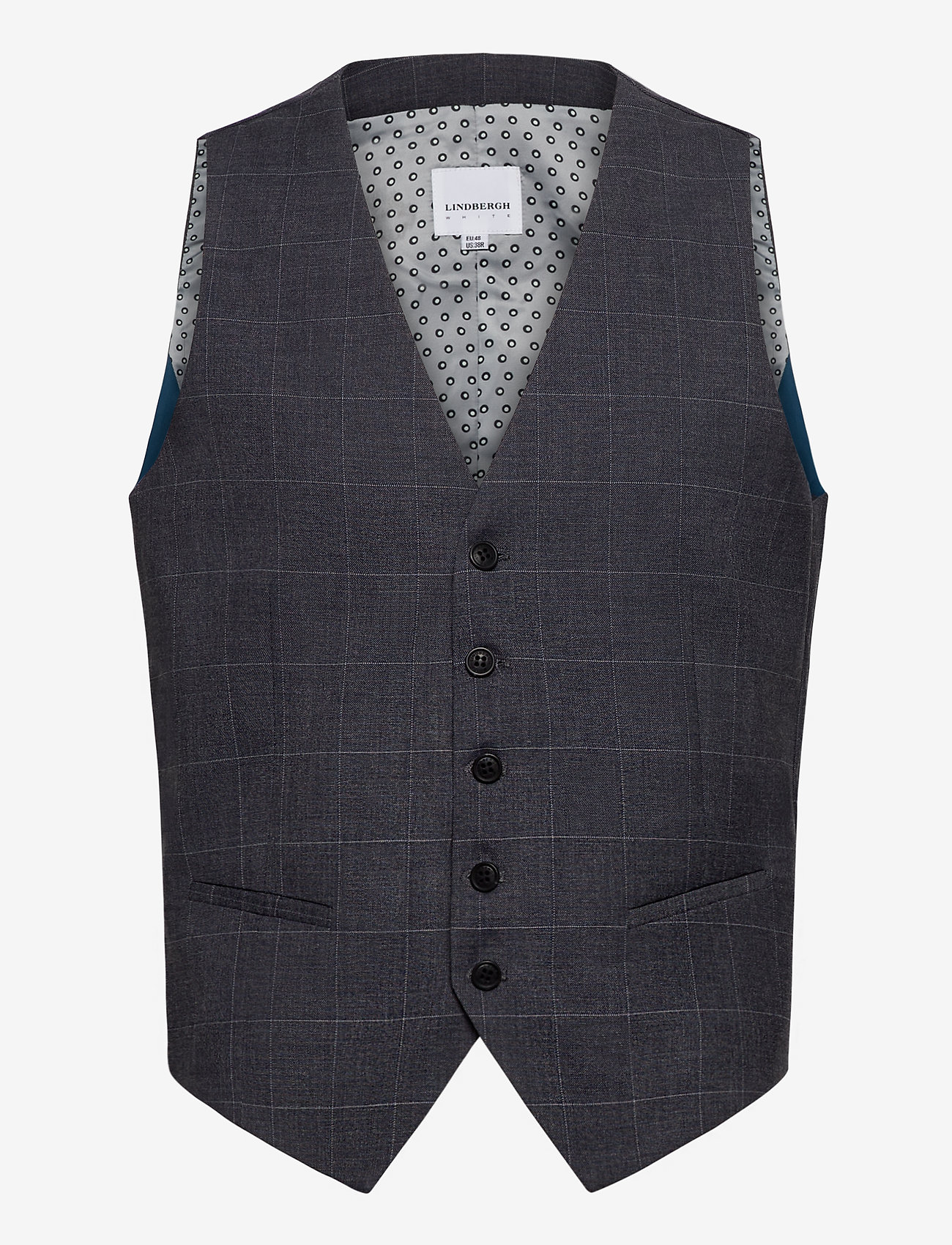 Lindbergh - Checked waist coat - grey check - 0