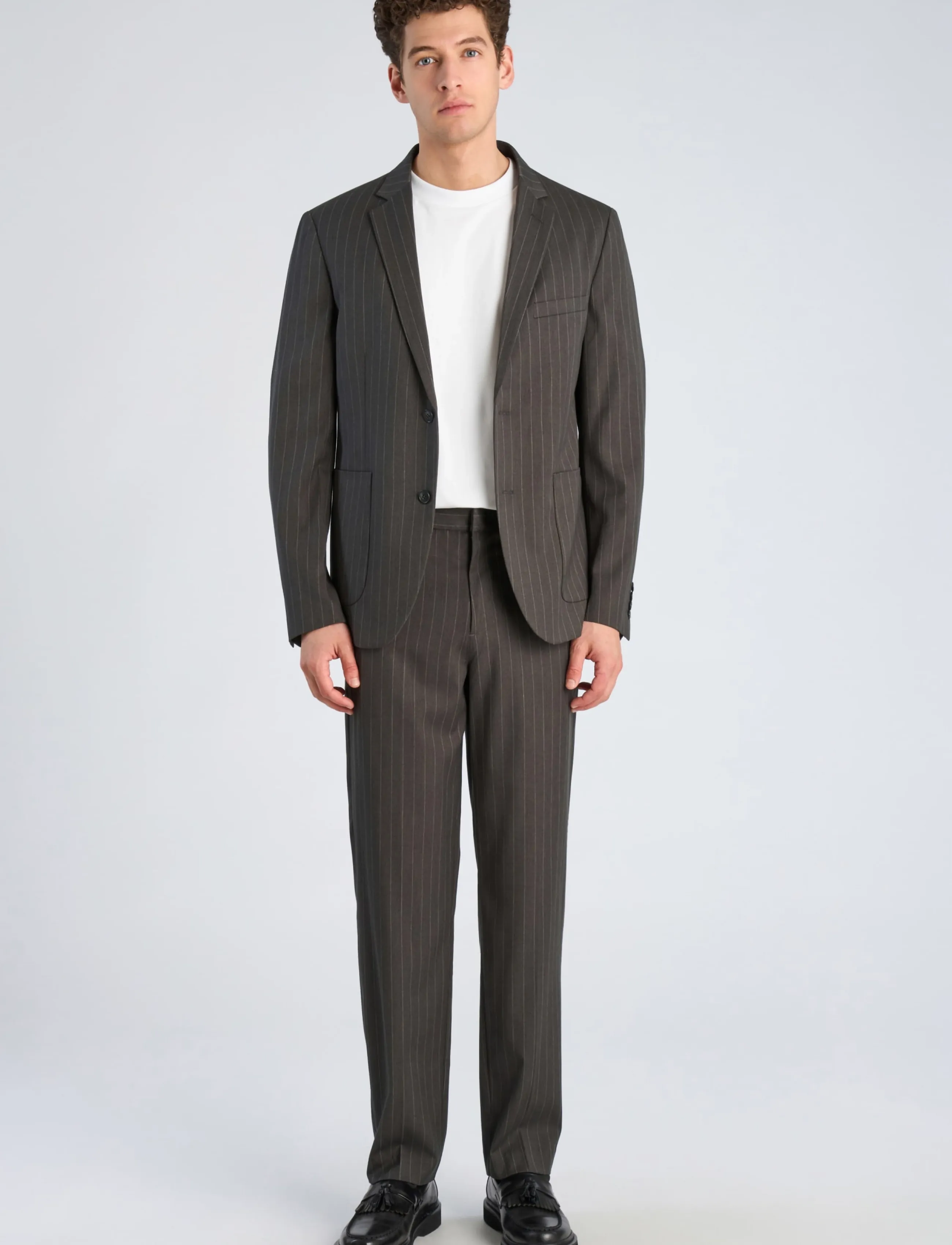Lindbergh - Striped relaxed blazer - dk grey mel - 0