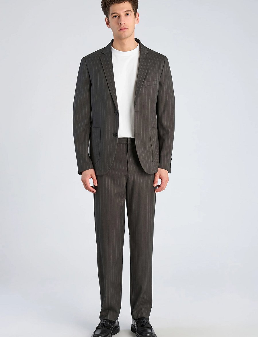 Lindbergh - Striped relaxed blazer - dk grey mel - 0