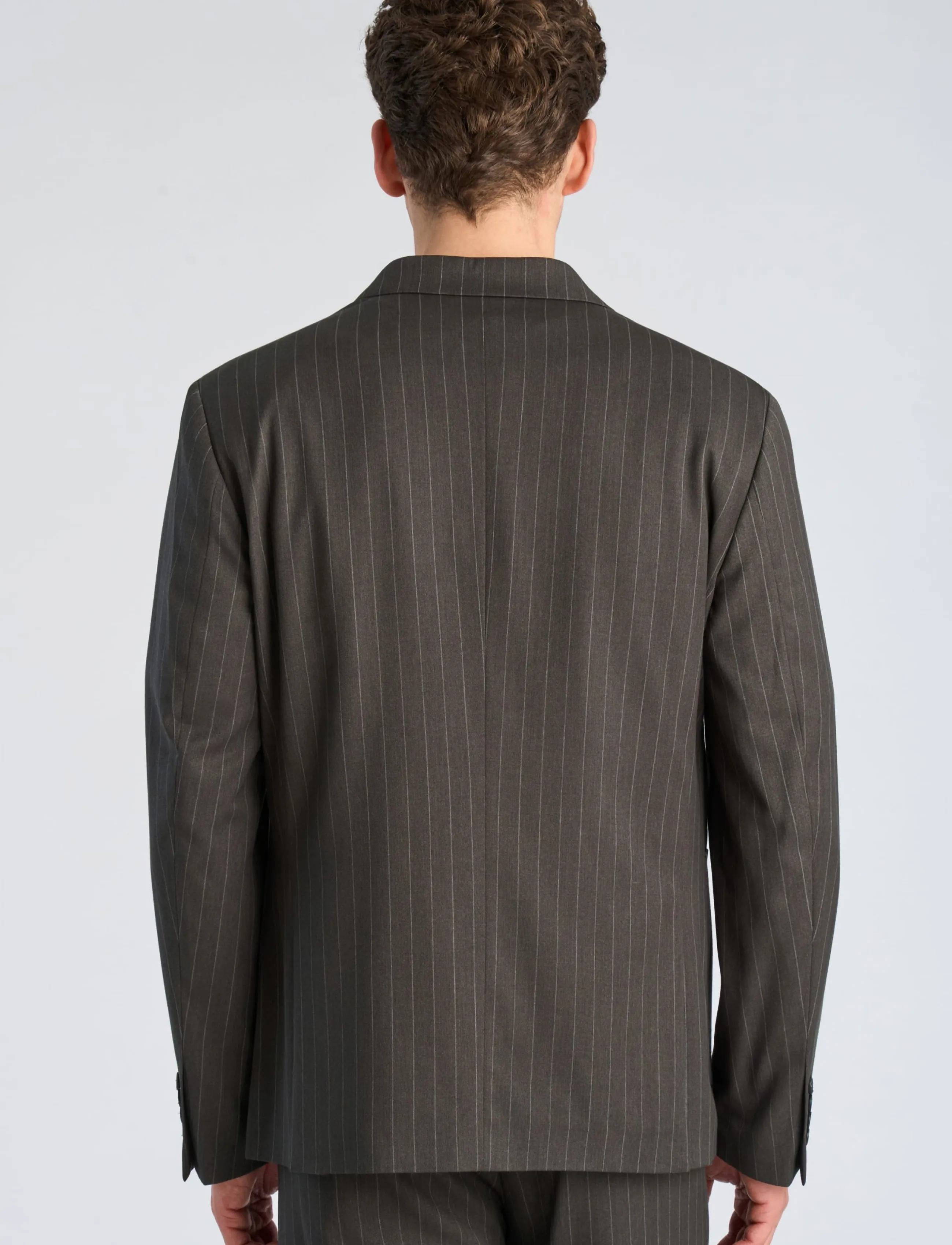 Lindbergh - Striped relaxed blazer - dk grey mel - 4