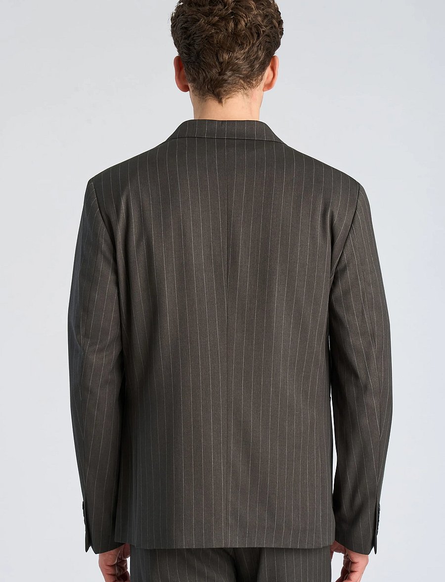 Lindbergh - Striped relaxed blazer - dk grey mel - 4
