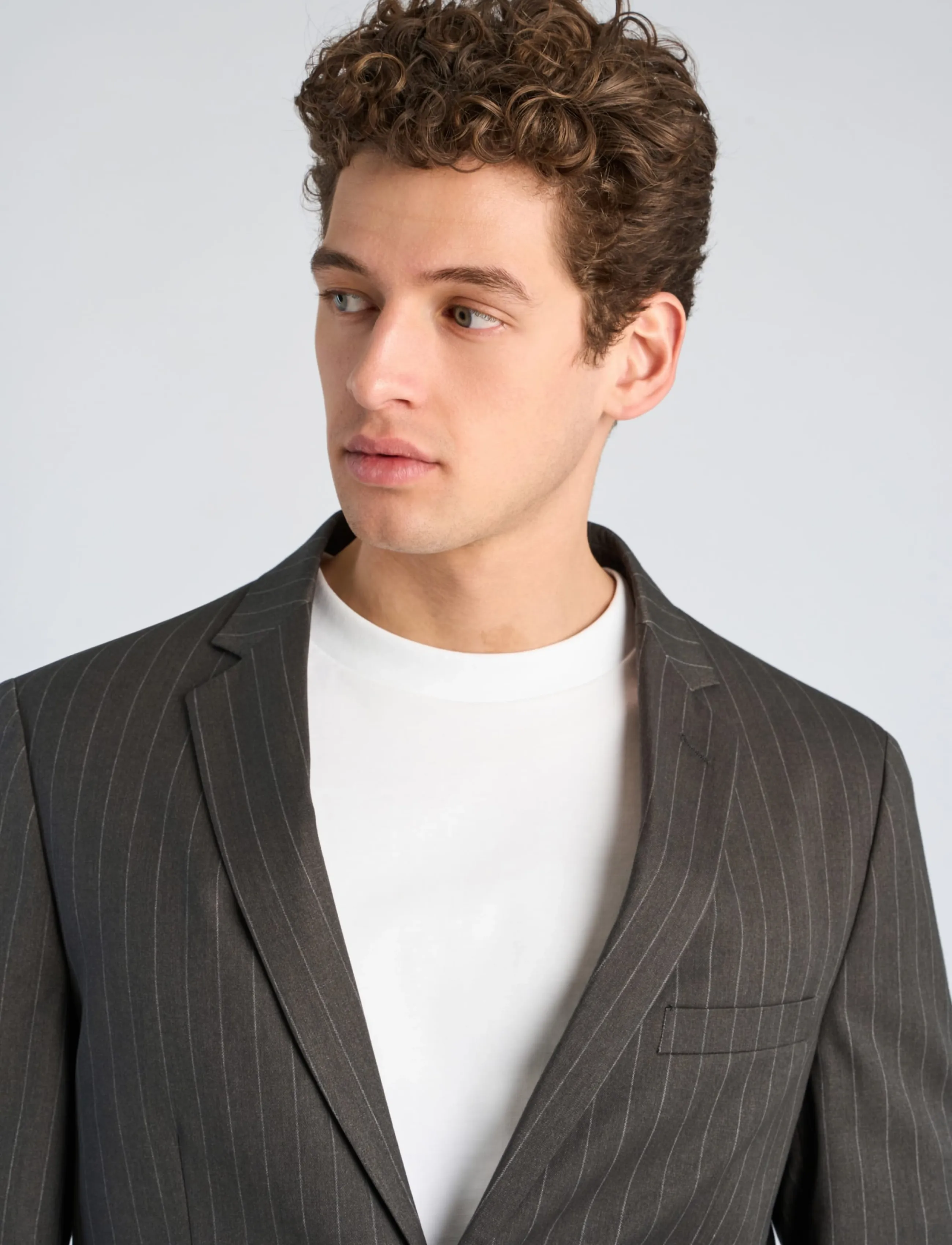 Lindbergh - Striped relaxed blazer - dk grey mel - 5