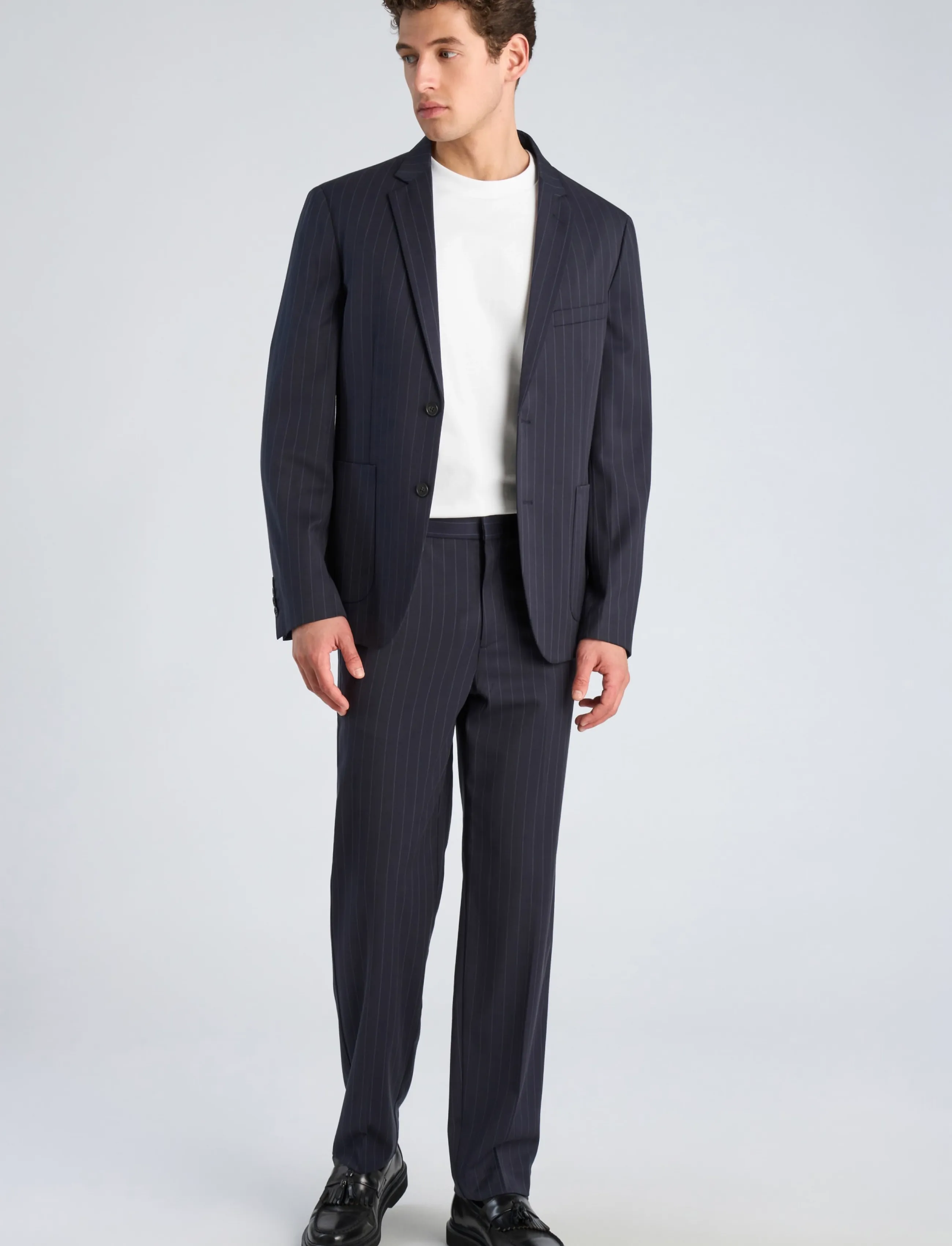Lindbergh Striped relaxed blazer - Clothing - NAVY / navy