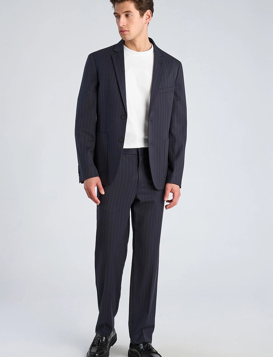 Lindbergh - Striped relaxed blazer - navy - 0