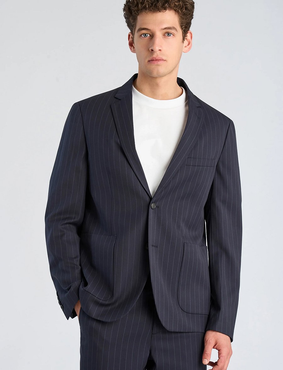 Lindbergh - Striped relaxed blazer - navy - 3