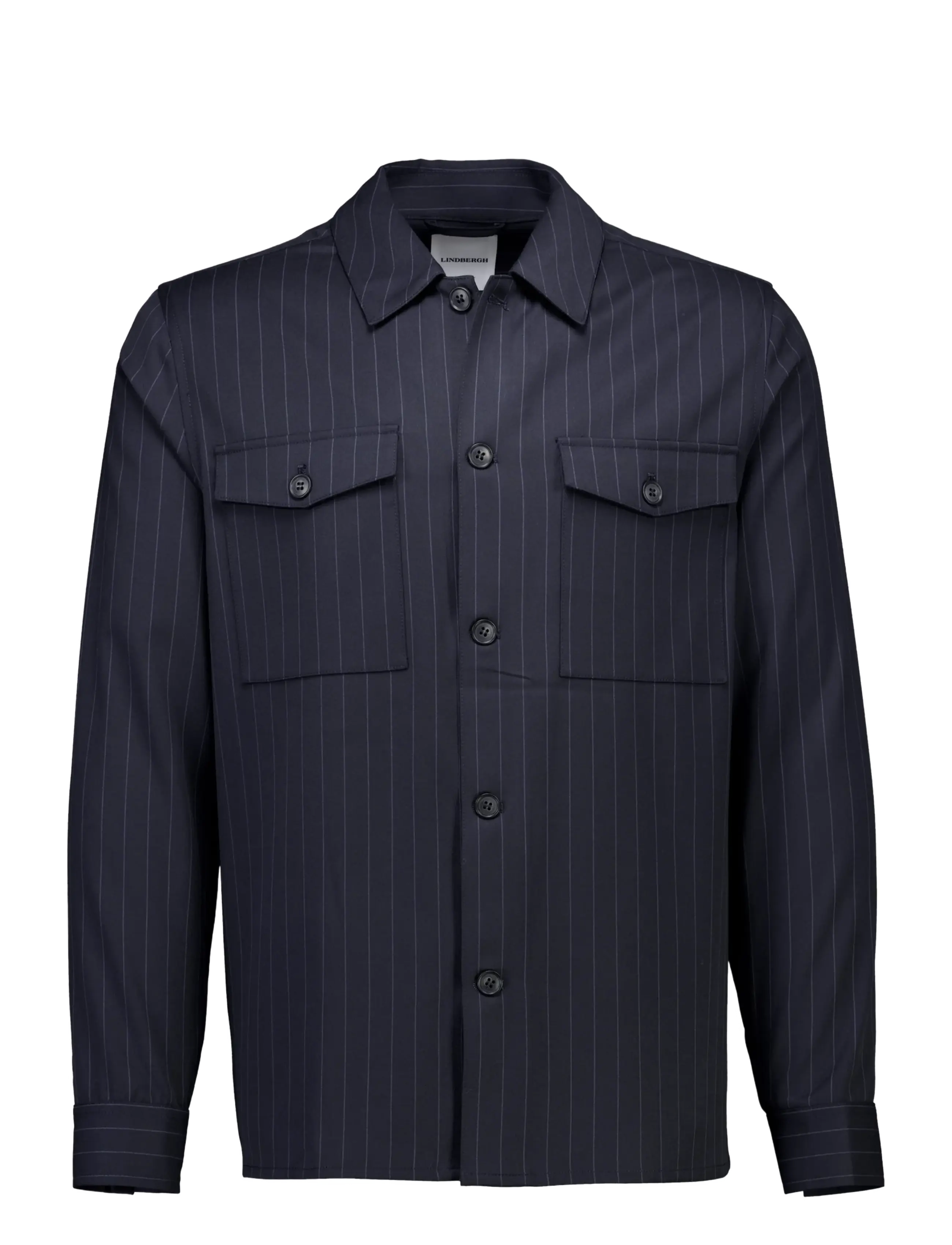 Lindbergh - Striped superflex overshirt - striped shirts - navy - 1