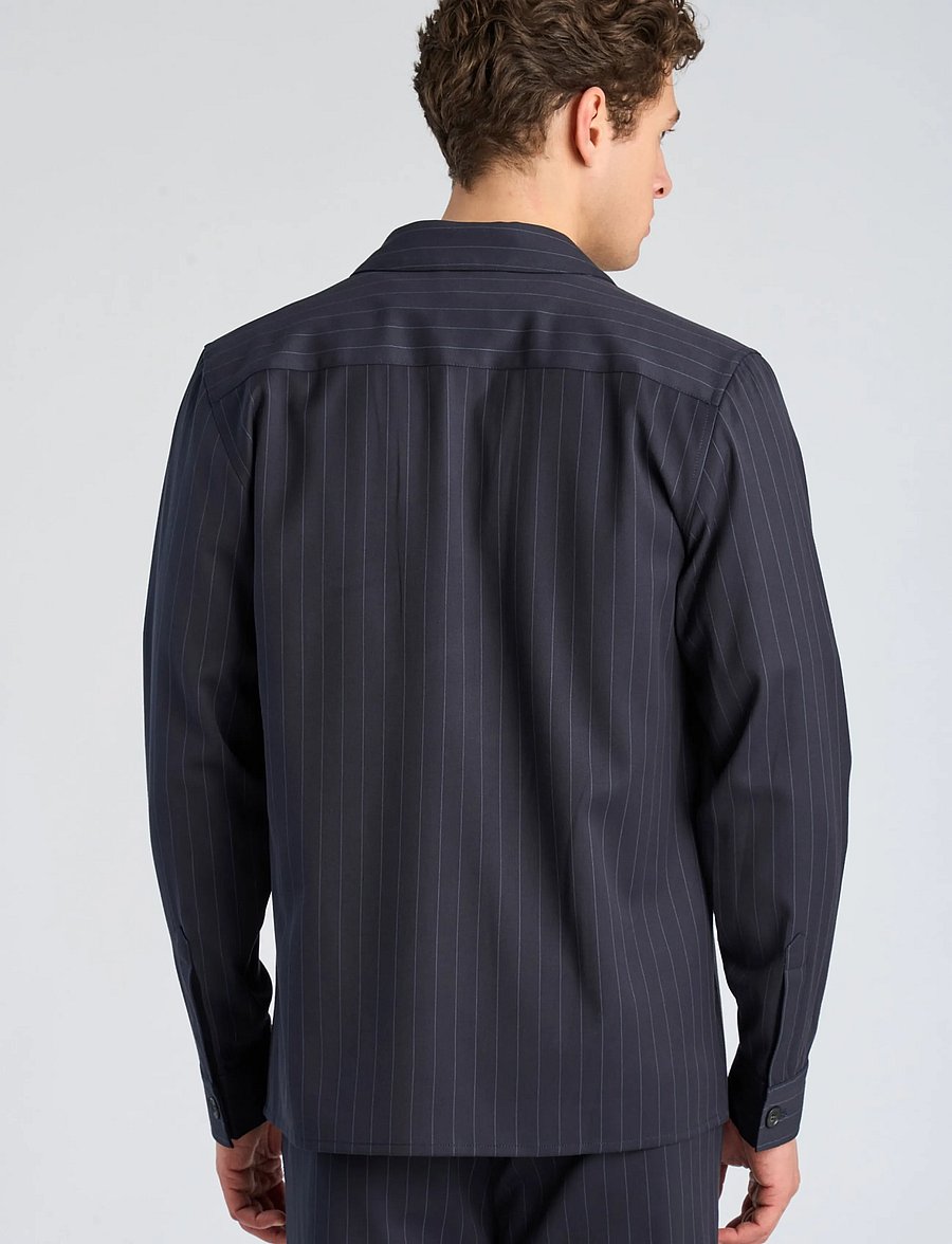 Lindbergh - Striped superflex overshirt - striped shirts - navy - 4