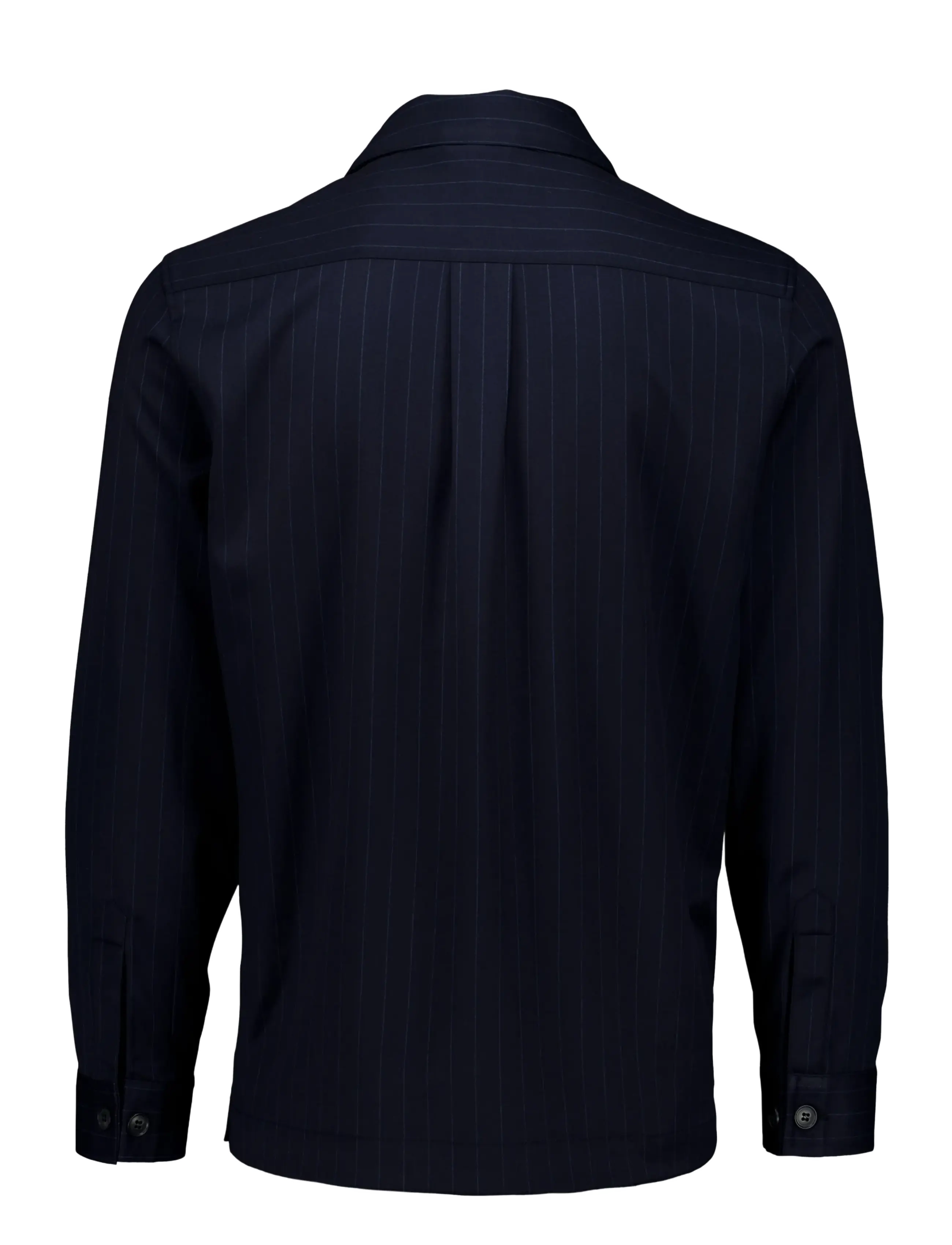 Lindbergh - Striped overshirt w box pocket - fall jackets - navy - 2