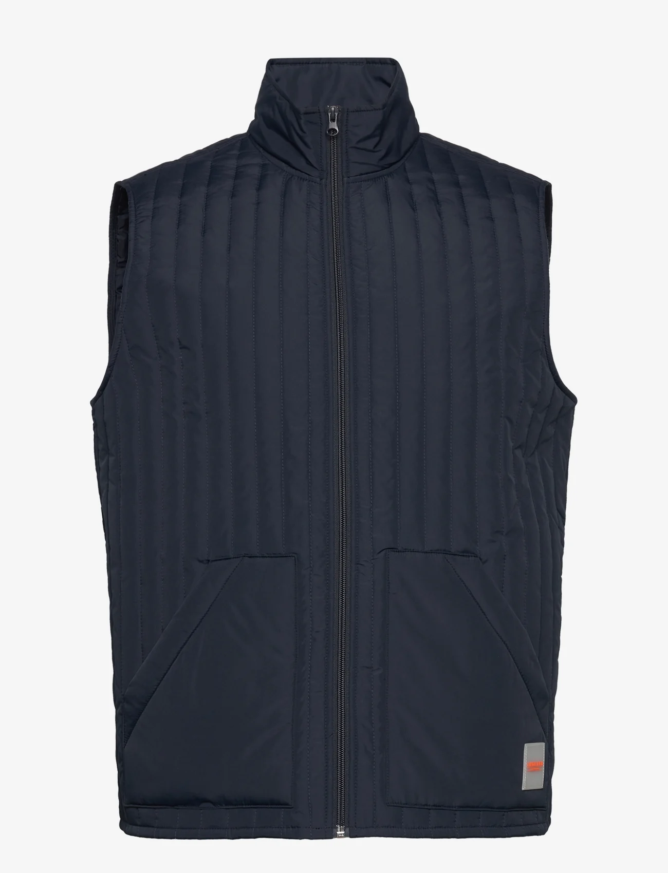 Lindbergh - Vertical quilted waistcoat - vests - navy - 0