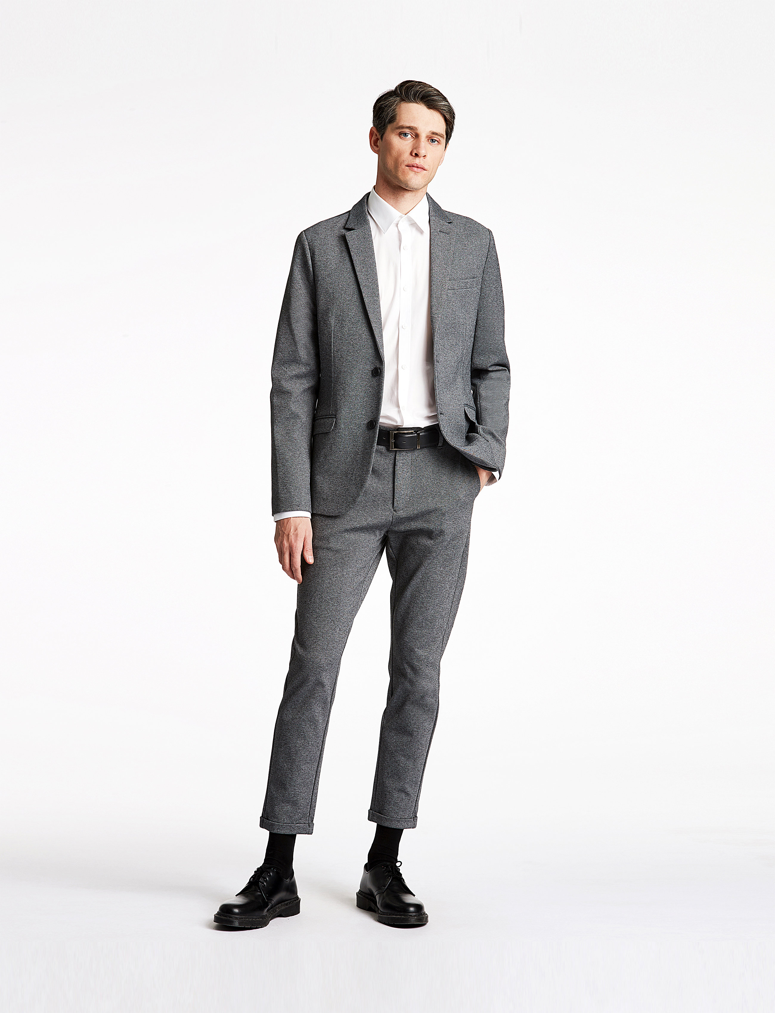 Lindbergh Superflex Knitted Blazer, S, Grey, Blazere > Enkeltradede Blazere, Herre