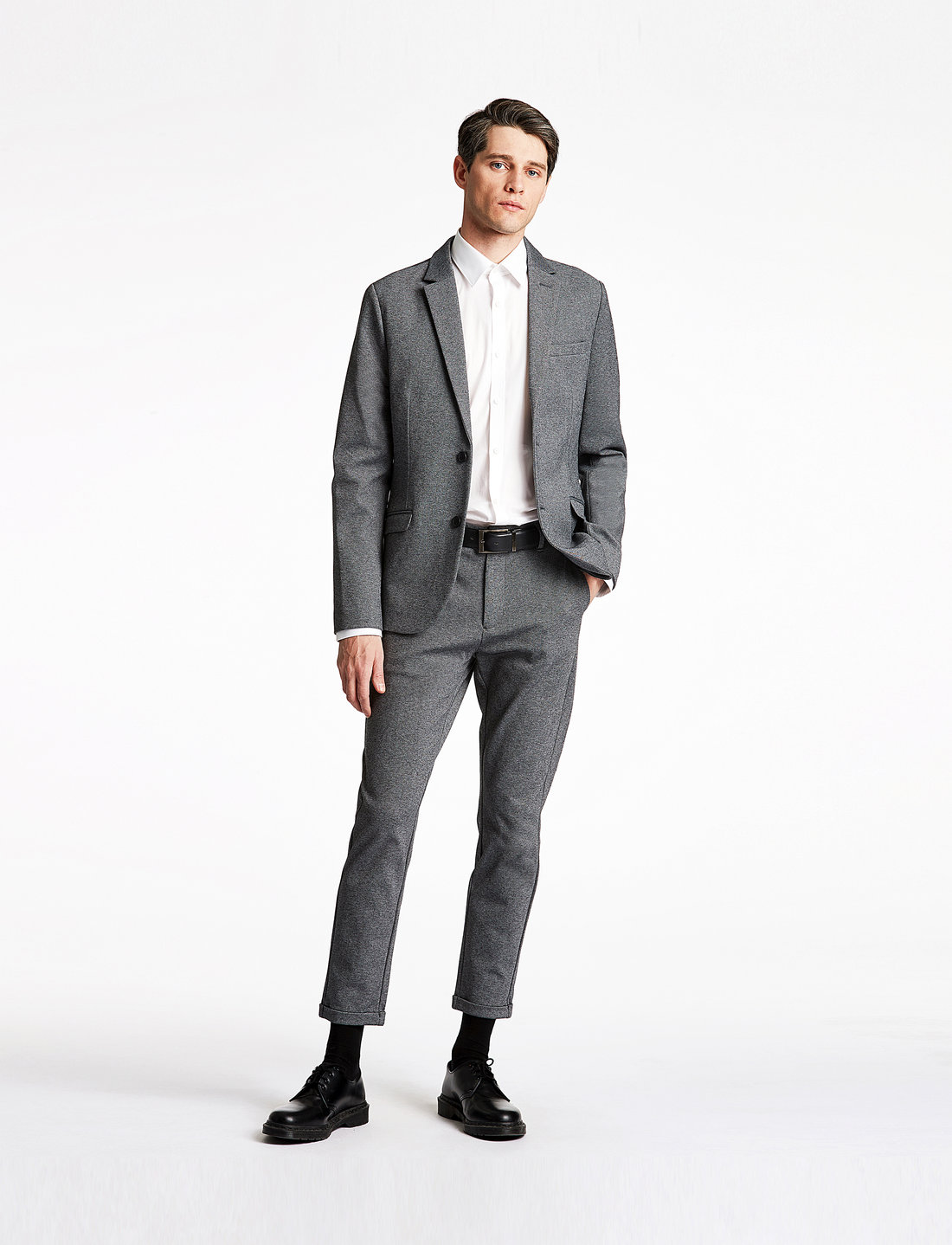 Lindbergh - Superflex knitted blazer - single breasted blazers - grey mix - 0