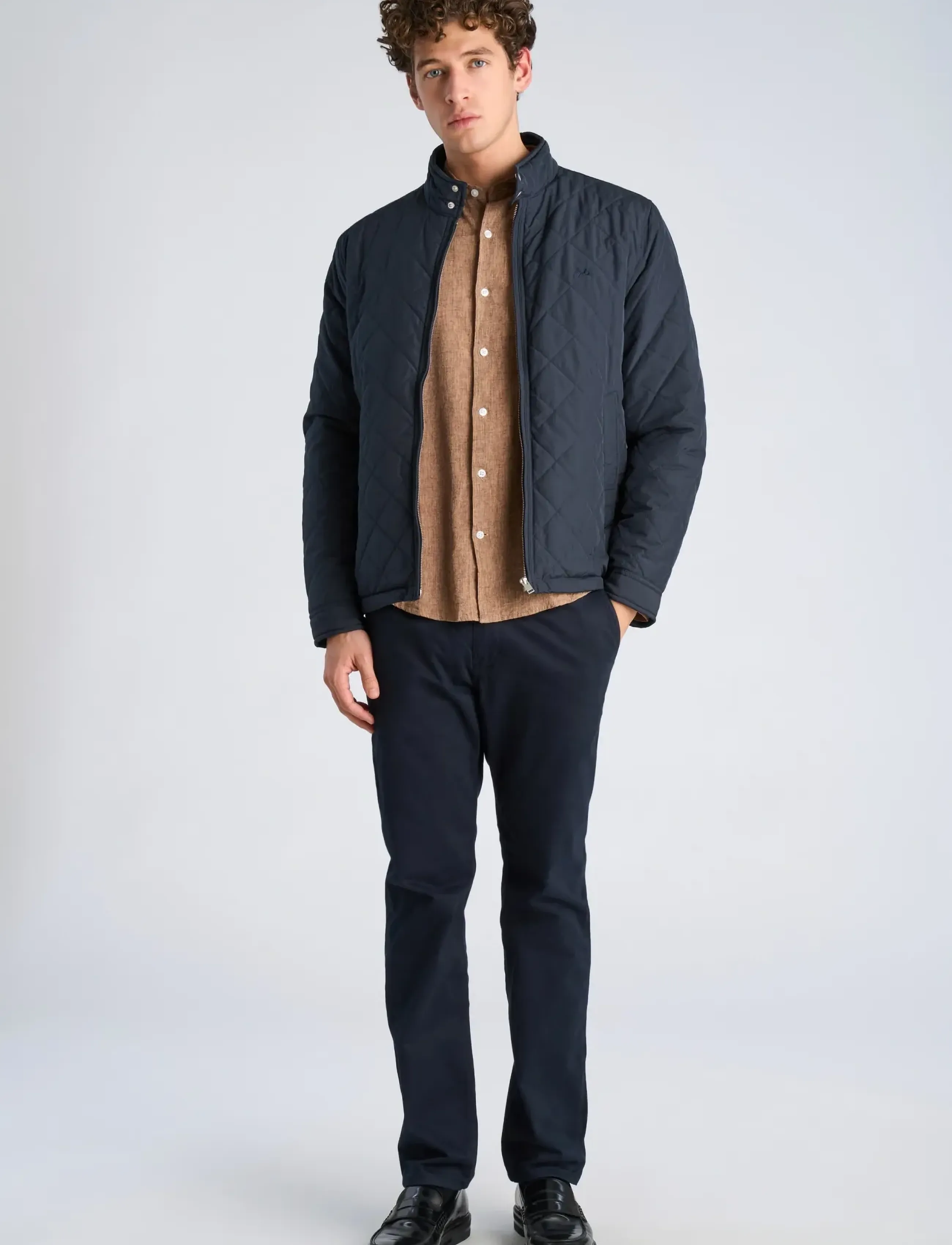 Lindbergh Classic Quilted Jacket, L, Jackets, Marineblau - Light Männerswear