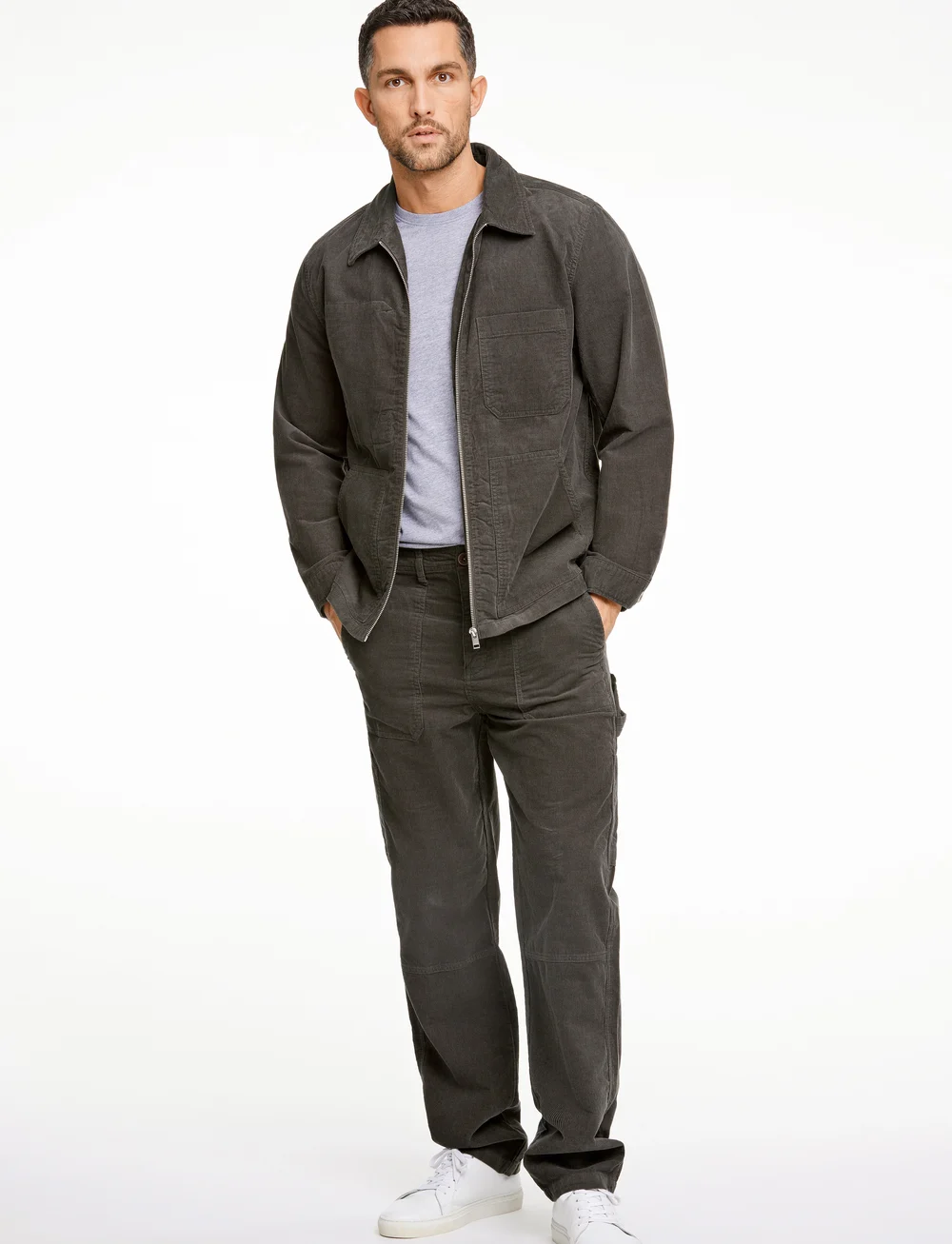 Lindbergh - Zip through corduroy overshirt - full zip tröjor - dk army - 4