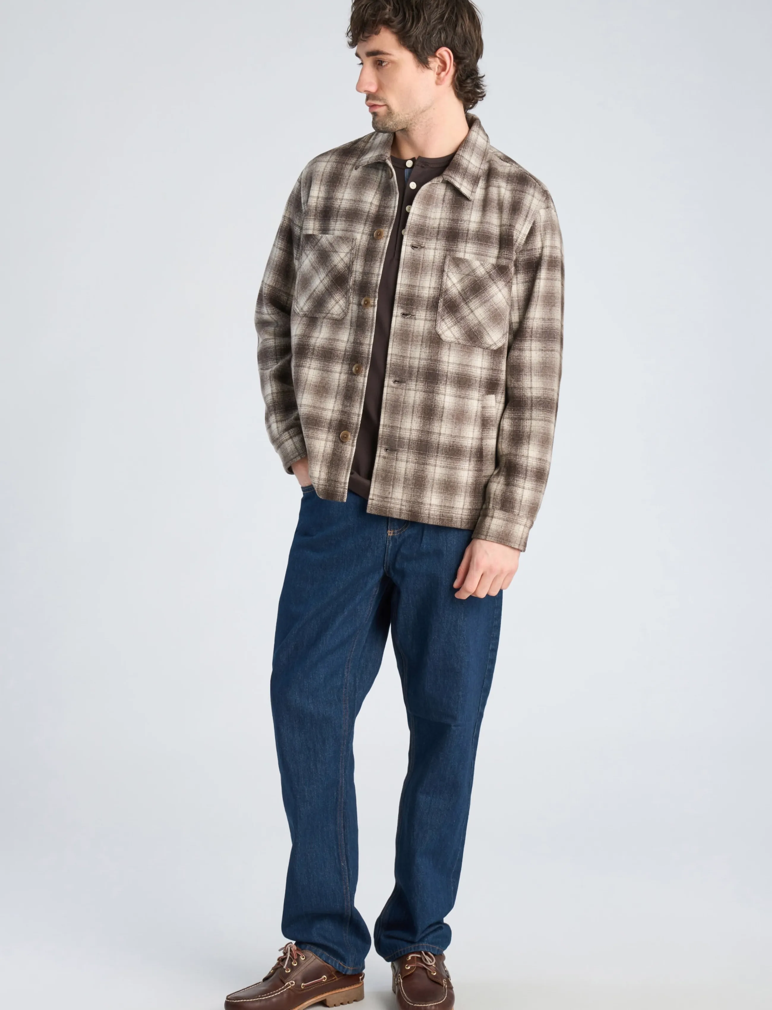 Lindbergh Wool blend overshirt - Jackor - DK SAND / brown