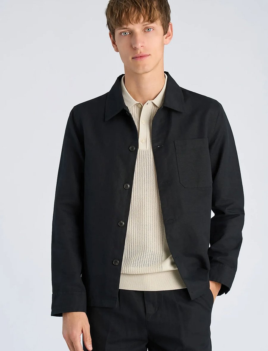 Lindbergh - Linen blend overshirt - collections - black - 3