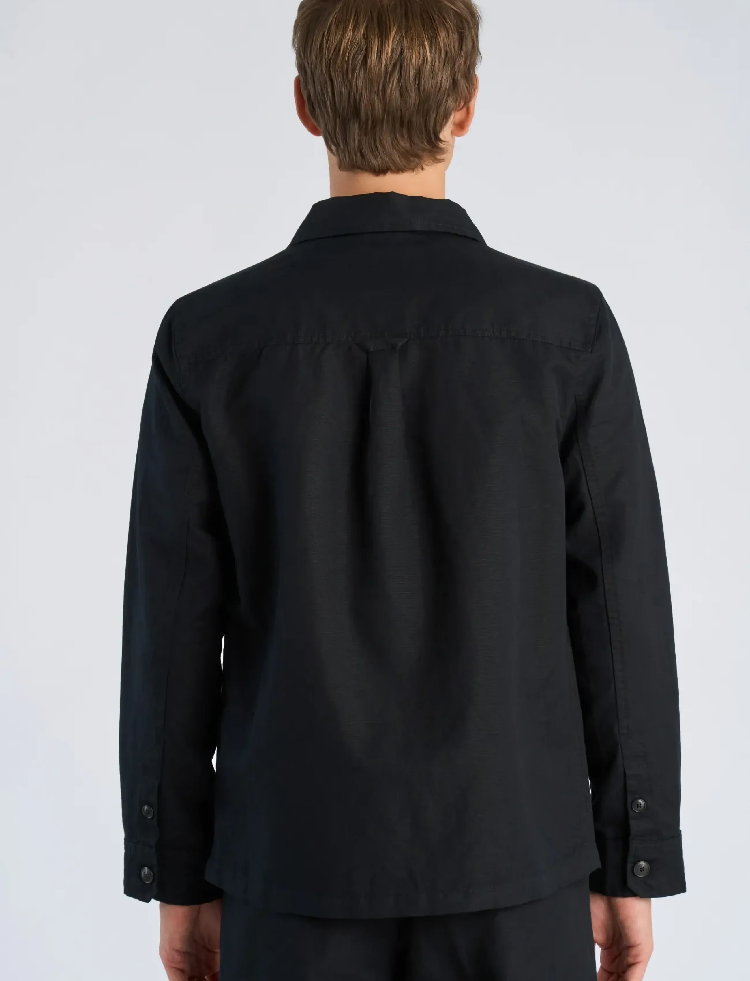 Lindbergh - Linen blend overshirt - heren - black - 4