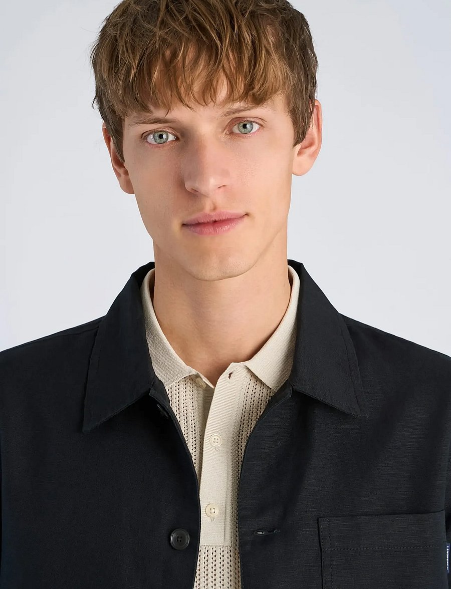 Lindbergh - Linen blend overshirt - collections - black - 5