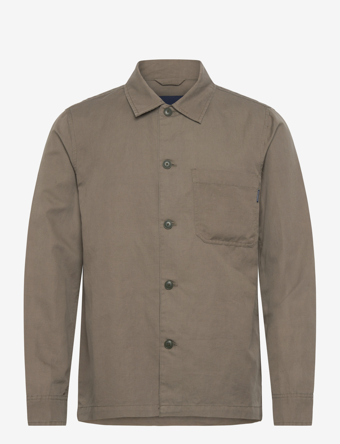 Lindbergh - Linen blend overshirt - kollektioner - dk olive - 1