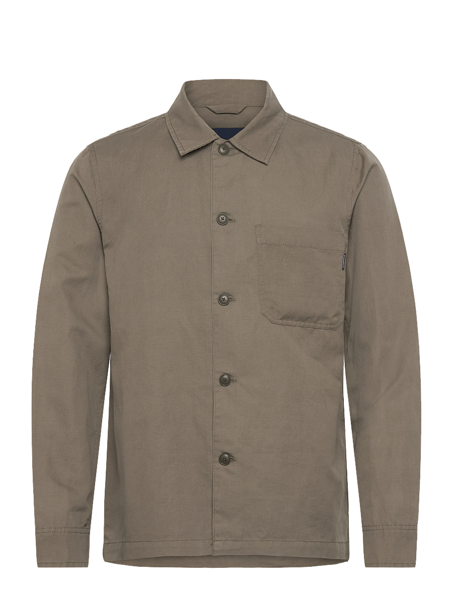 Lindbergh - Linen blend overshirt - kollektioner - dk olive - 1
