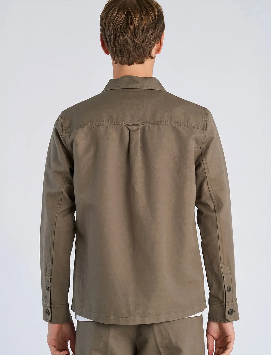 Lindbergh - Linen blend overshirt - kollektioner - dk olive - 4
