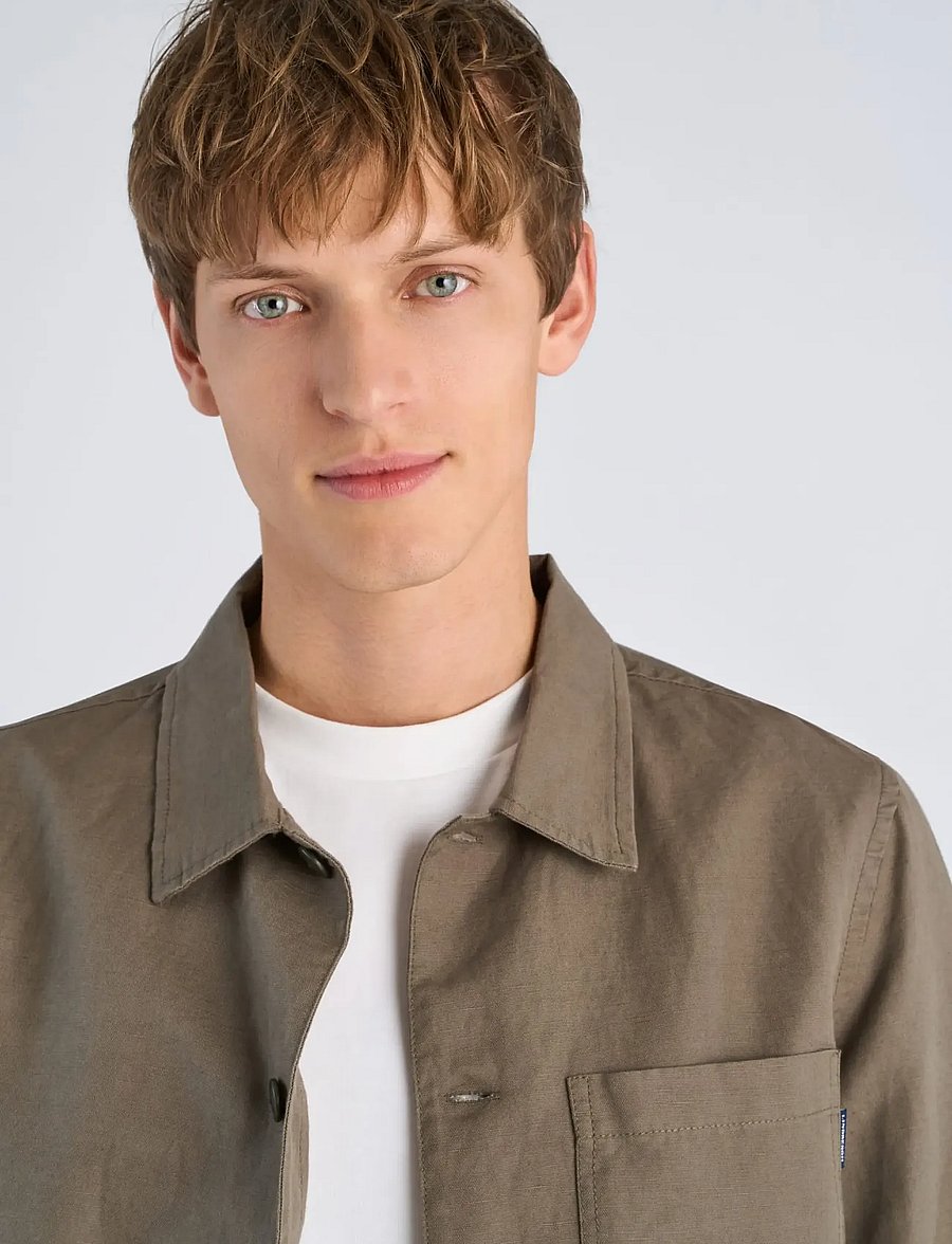 Lindbergh - Linen blend overshirt - kollektioner - dk olive - 5