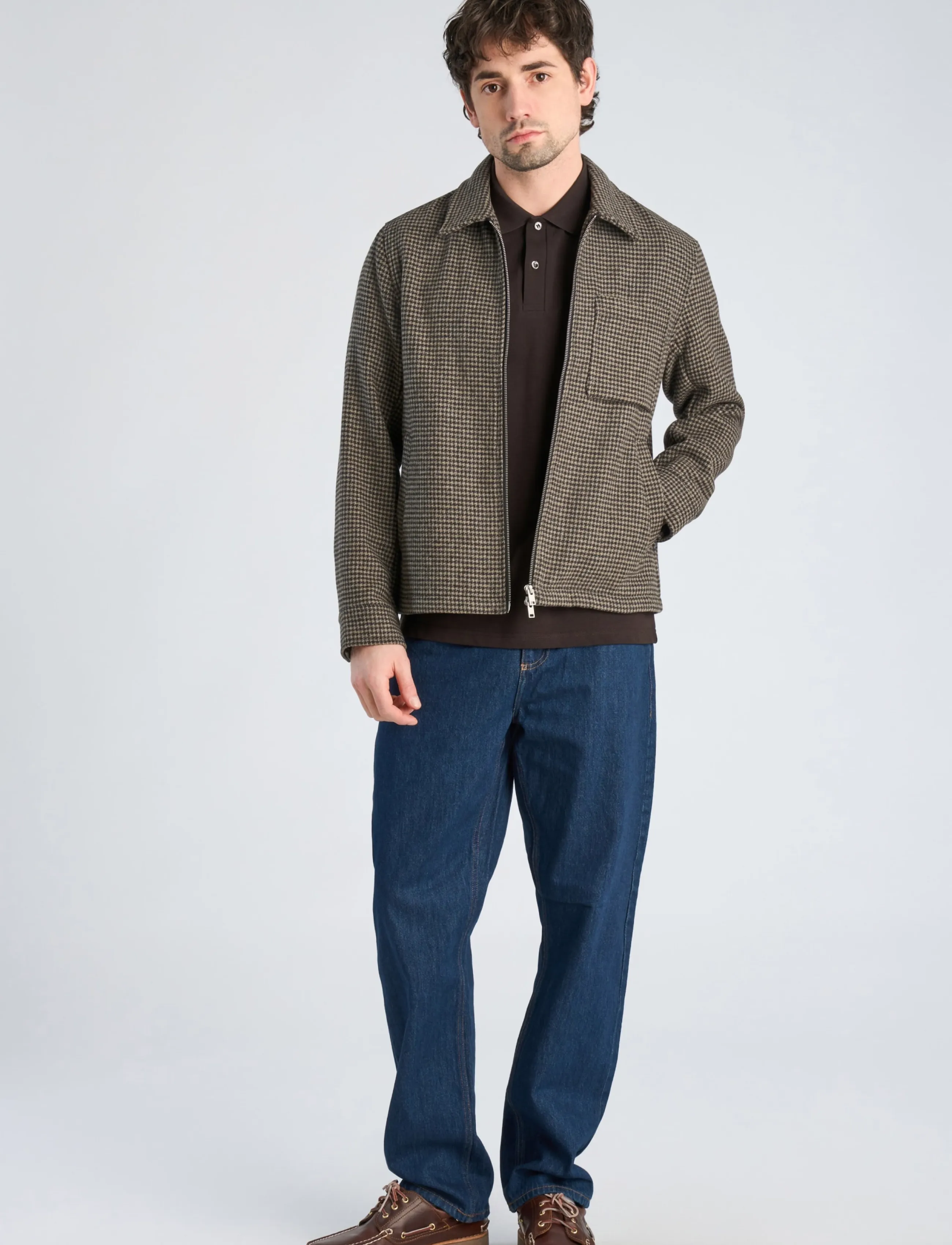 Lindbergh Houndstooth overshirt - Jackor - DK BROWN MIX / brown