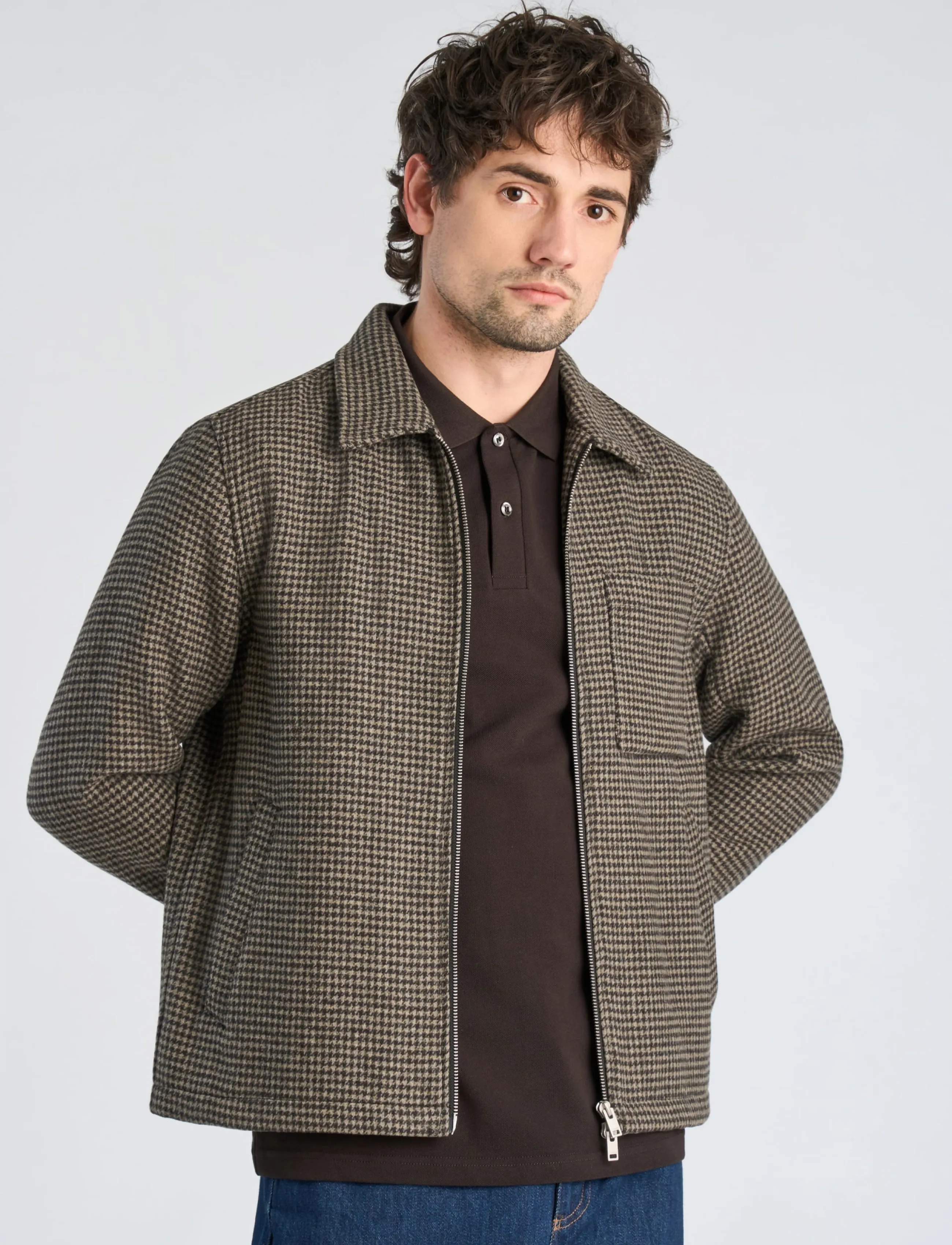 Lindbergh - Houndstooth overshirt - jackor - dk brown mix - 3